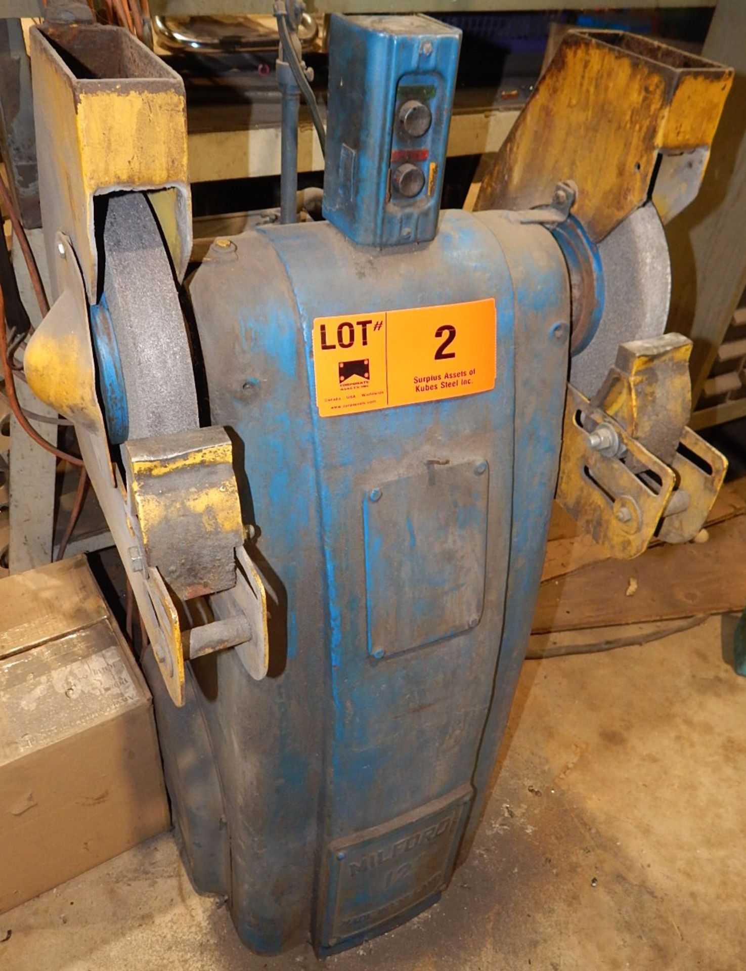 MILFORD 12" DOUBLE END PEDESTAL GRINDER, S/N: N/A - Image 2 of 3