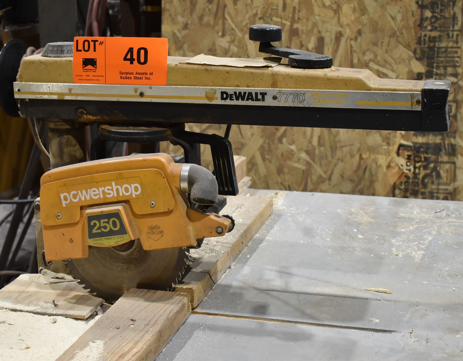 DEWALT POWERSHOP 250 10" RADIAL ARM SAW, S/N: N/A