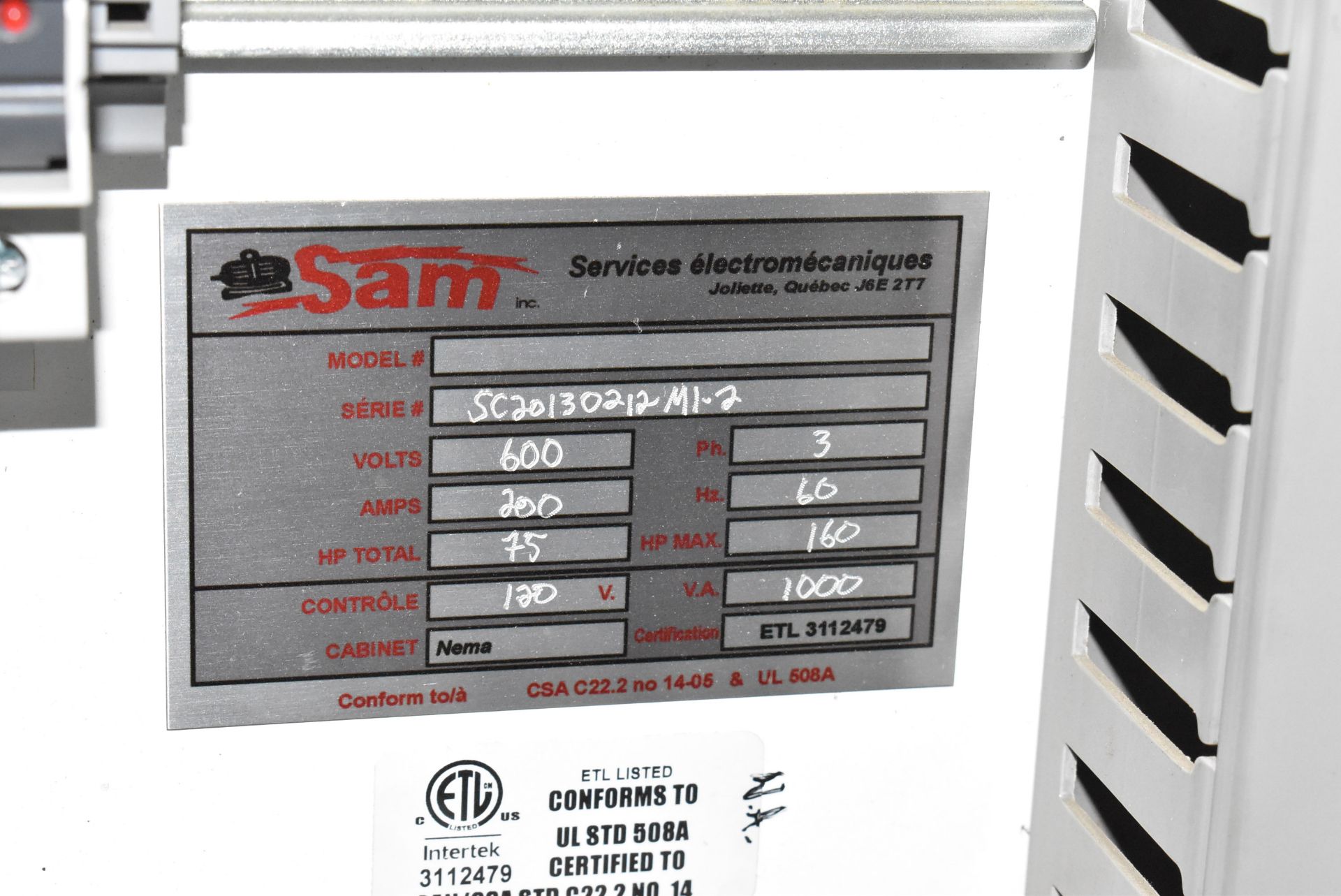SAM MULTI-SYSTEM CONTROL CABINET WITH (6) LENZE VARIABLE FREQUENCY DRIVES WITH DIGITAL CONTROLS, S/ - Image 5 of 6