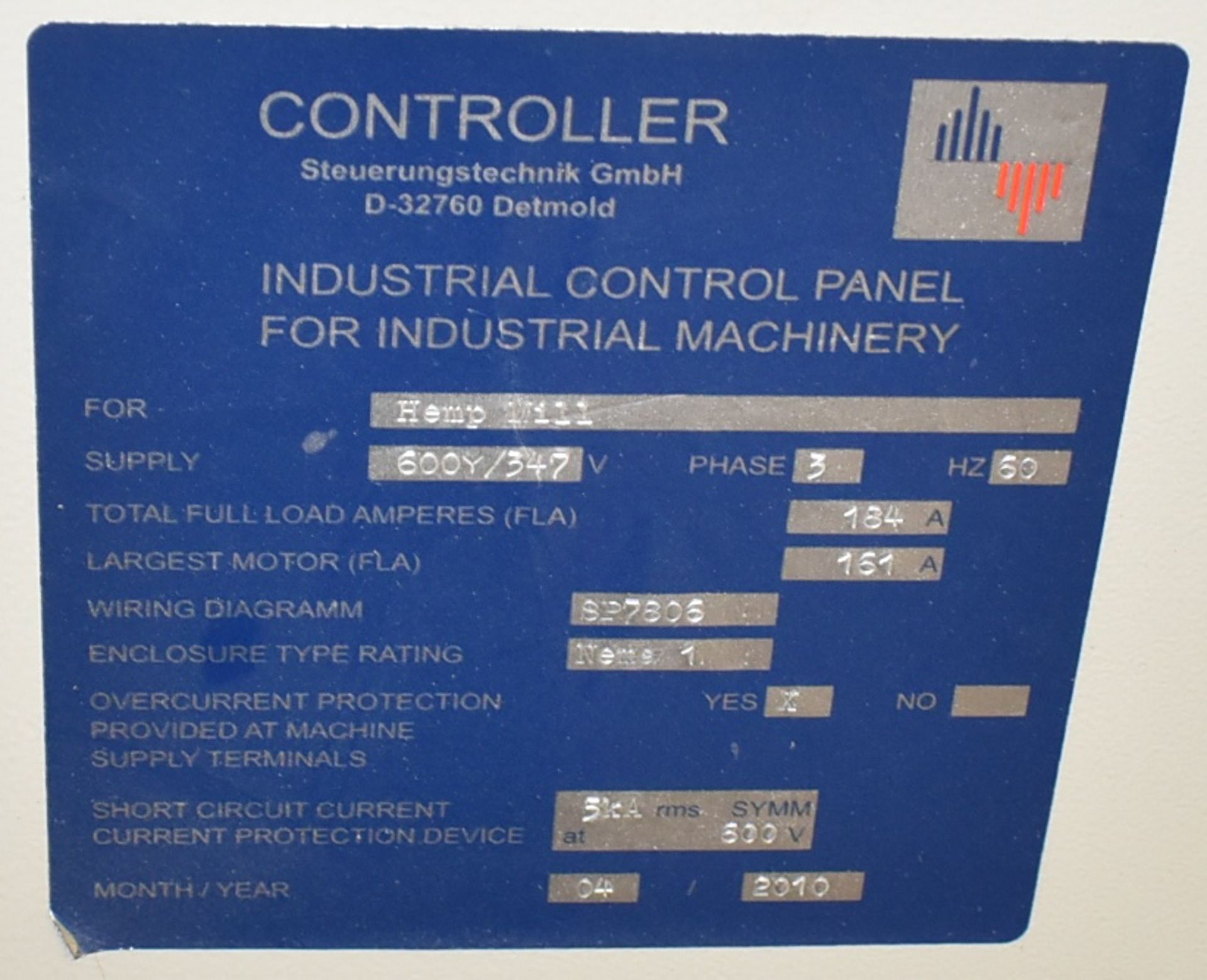 SCHNEIDER ELECTRIC (2010) INDUSTRIAL CONTROL PANEL WITH TELEMECHANIQUE DIGITAL CONTROL, S/N: N/A ( - Image 3 of 3