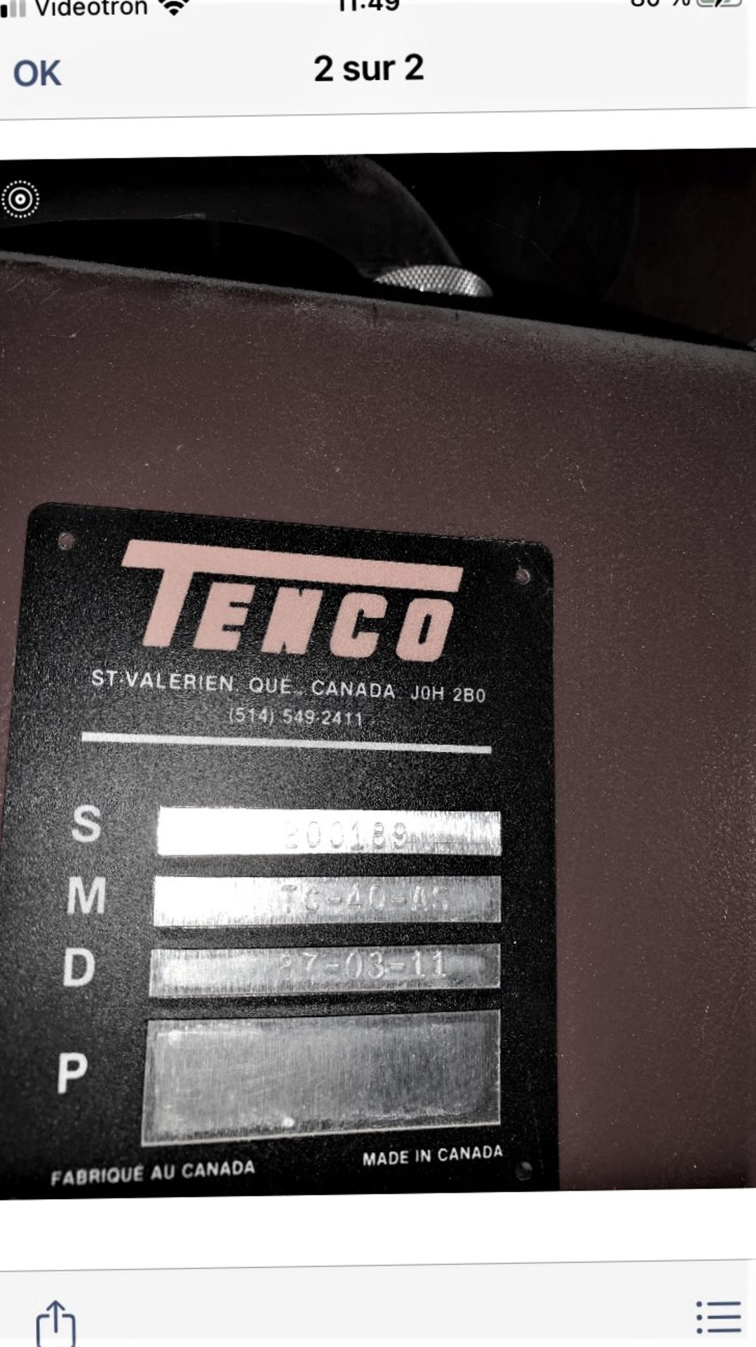 TENCO (2011) TC-40-AS COMPACTOR/BALER, S/N: 200189 (CI) (LOCATED IN VERCHERS, QC) [RIGGING FEE FOR - Image 3 of 3