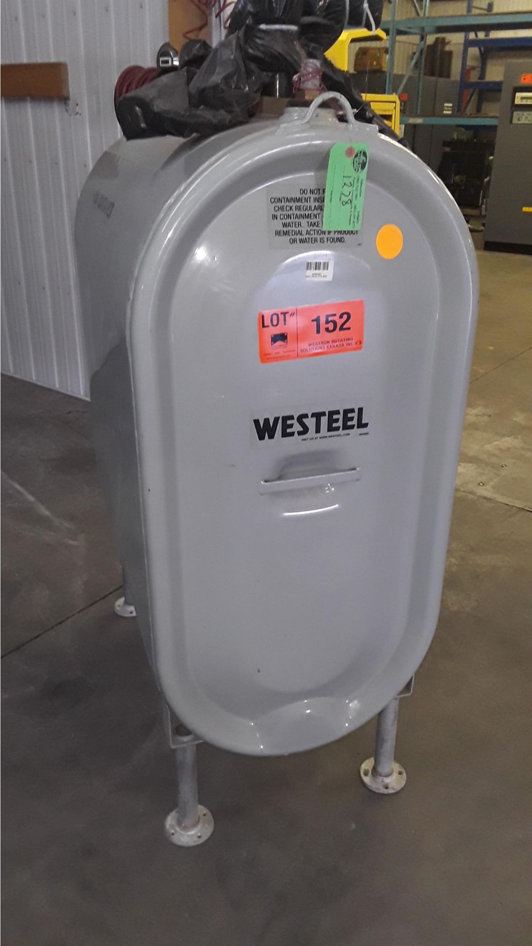 WESTEEL DOUBLE WALL ABOVE GROUND OIL STORAGE TANK WITH 237L CAPACITY, S/N: D-493081 (CI) [RIGGING