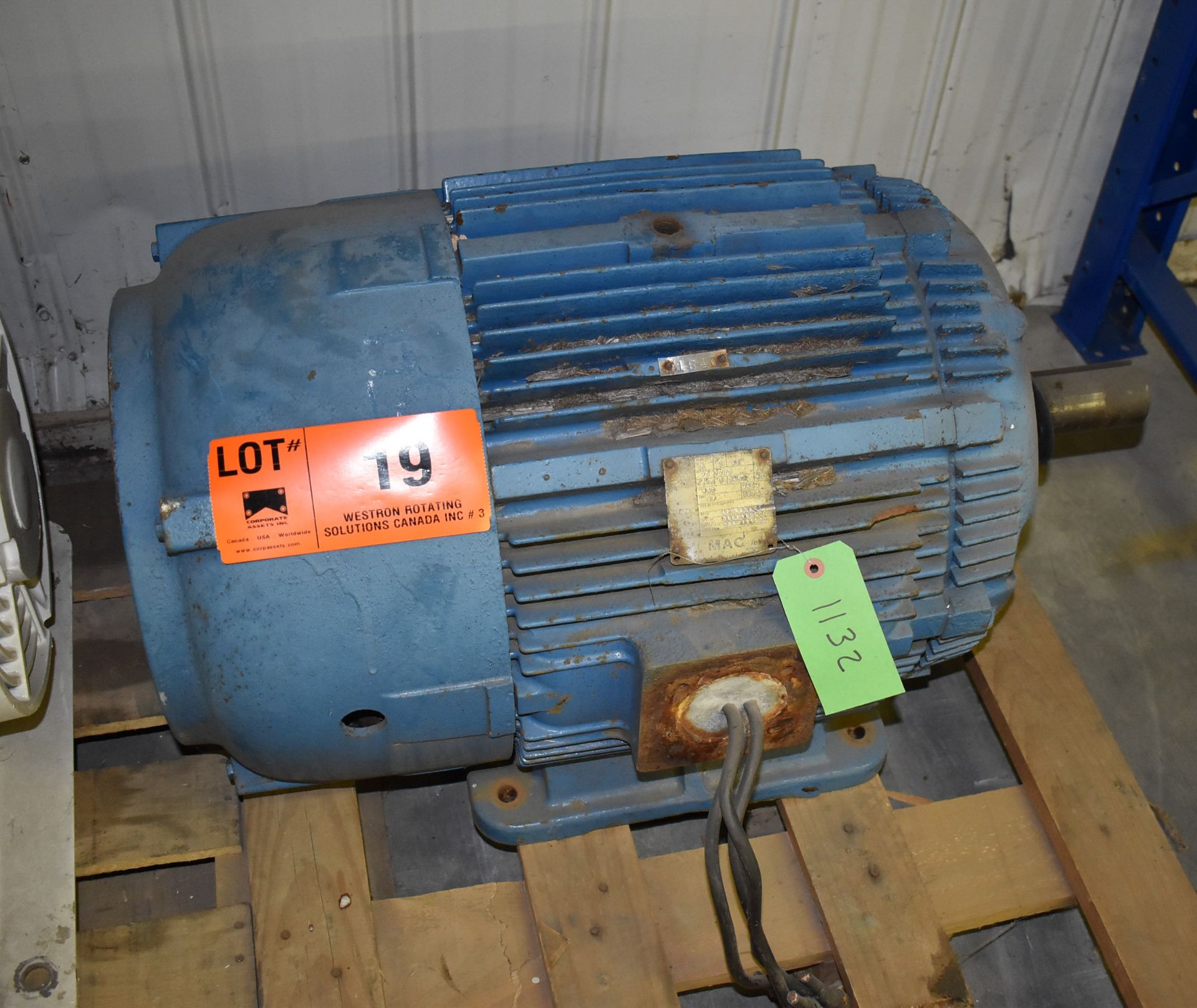 MAC 75 HP ELECTRIC MOTOR WITH 1775 RPM, 460V, 3 PHASE, 60 HZ (CI) [RIGGING FEE FOR LOT #19 - $25 CAD