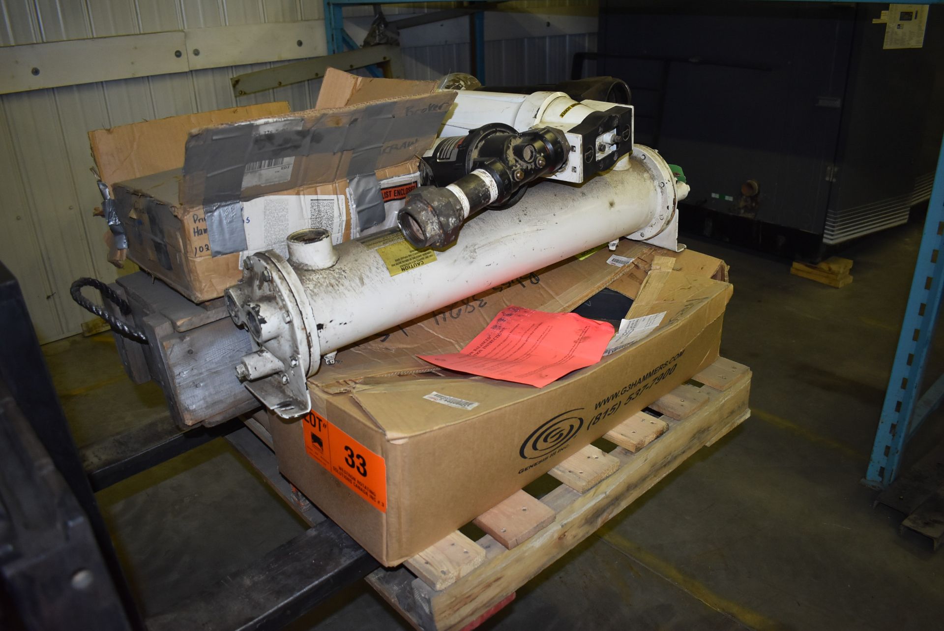 LOT/ MOTOR FRAME, HEAT EXCHANGER & IN-LINE FILTERS (CI) [RIGGING FEE FOR LOT #33 - $25 CAD PLUS