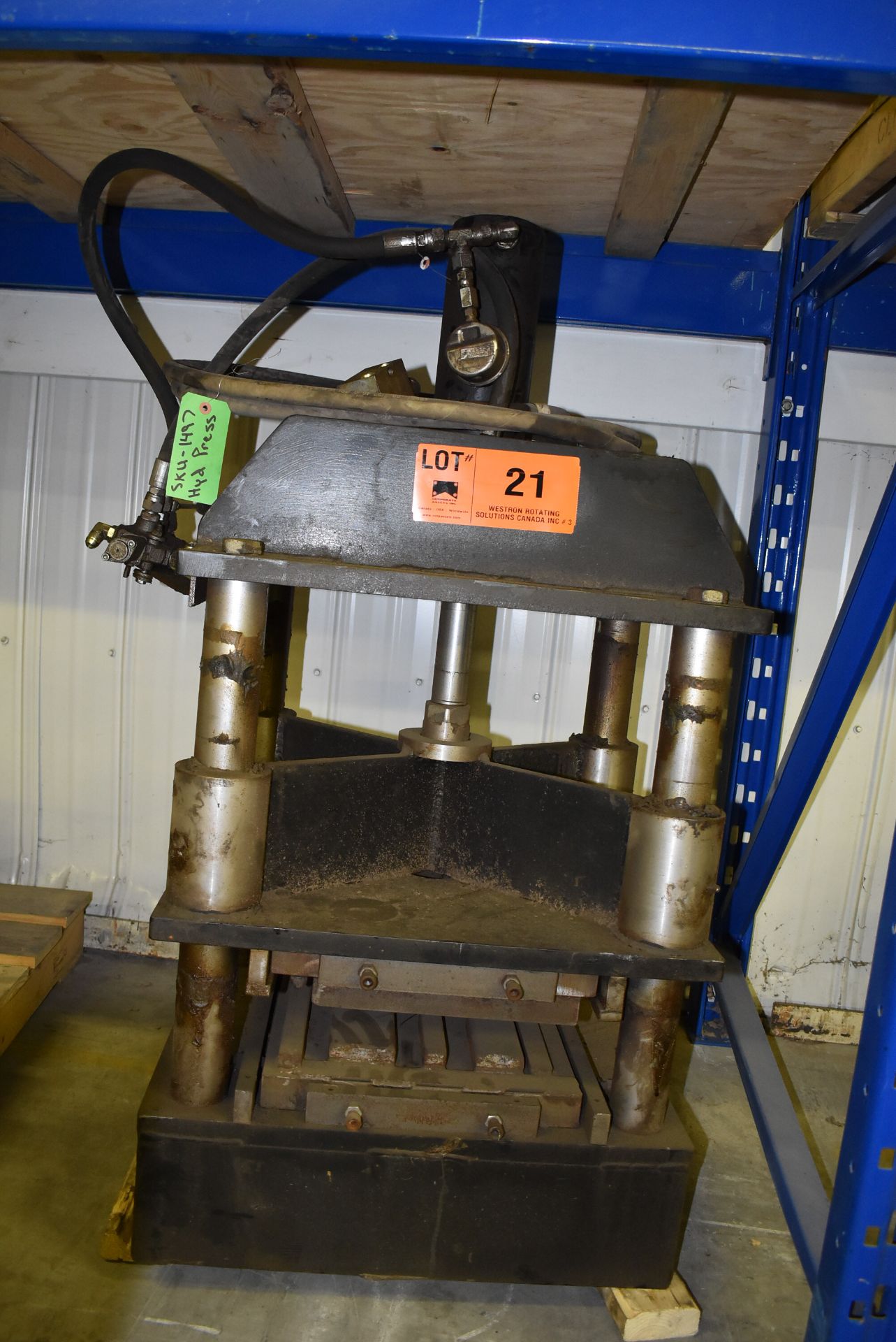 MFG. UNKNOWN 4-POST HYDRAULIC STAMPING PRESS WITH 12" STROKE, 4" BORE, S/N: N/A (CI) [RIGGING FEE