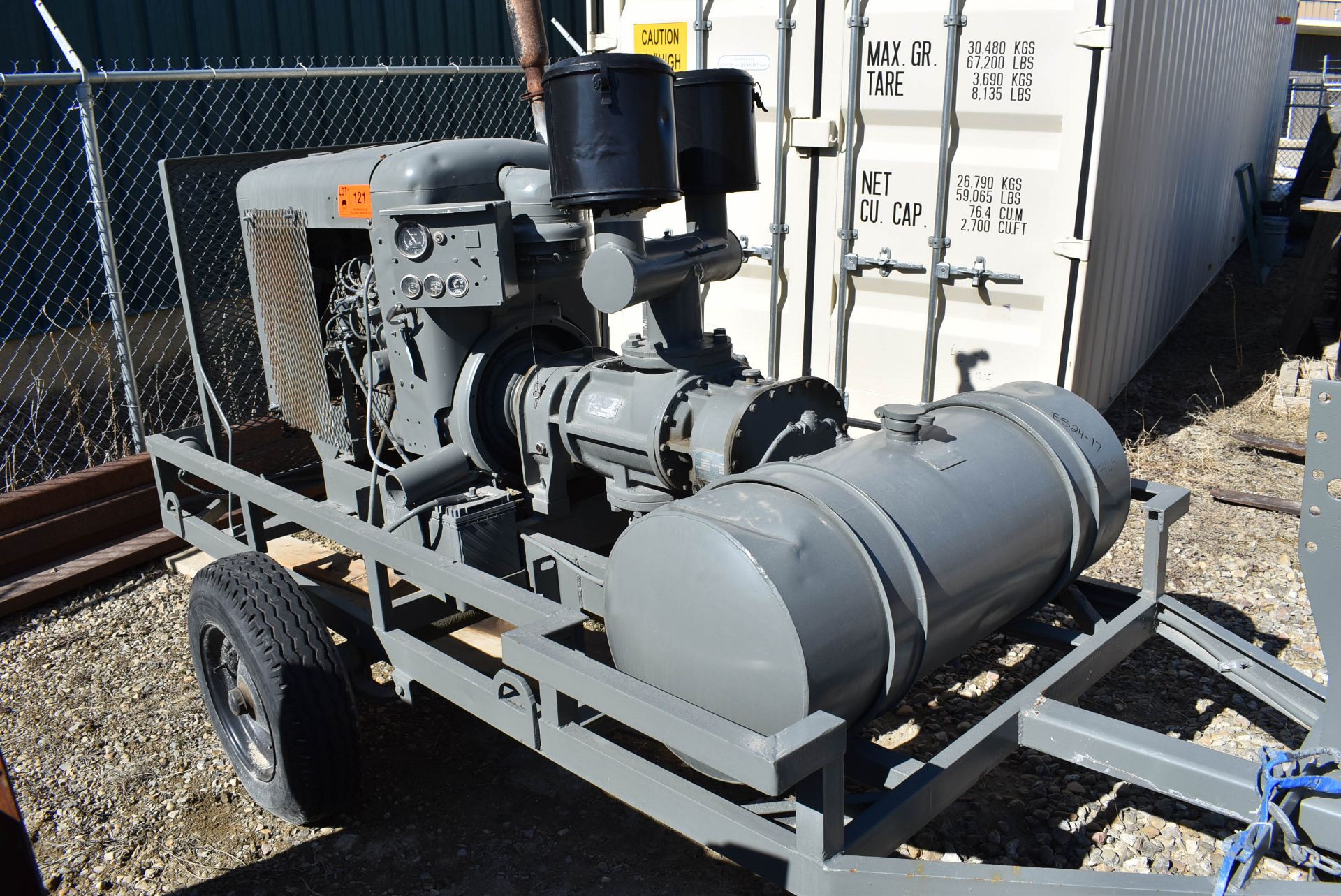 PORTABLE TOW-BEHIND GAS POWERED COMPRESSOR WITH FORD 6 CYLINDER ENGINE, CYCLOBLOWER 2800 RPM - Image 3 of 6