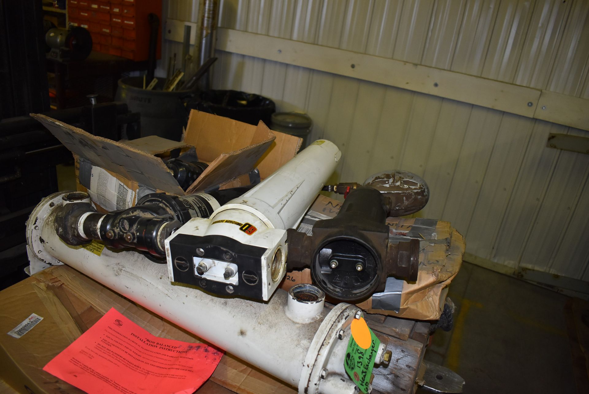 LOT/ MOTOR FRAME, HEAT EXCHANGER & IN-LINE FILTERS (CI) [RIGGING FEE FOR LOT #33 - $25 CAD PLUS - Image 3 of 5