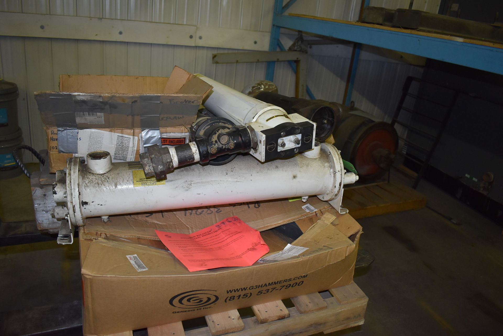 LOT/ MOTOR FRAME, HEAT EXCHANGER & IN-LINE FILTERS (CI) [RIGGING FEE FOR LOT #33 - $25 CAD PLUS - Image 2 of 5