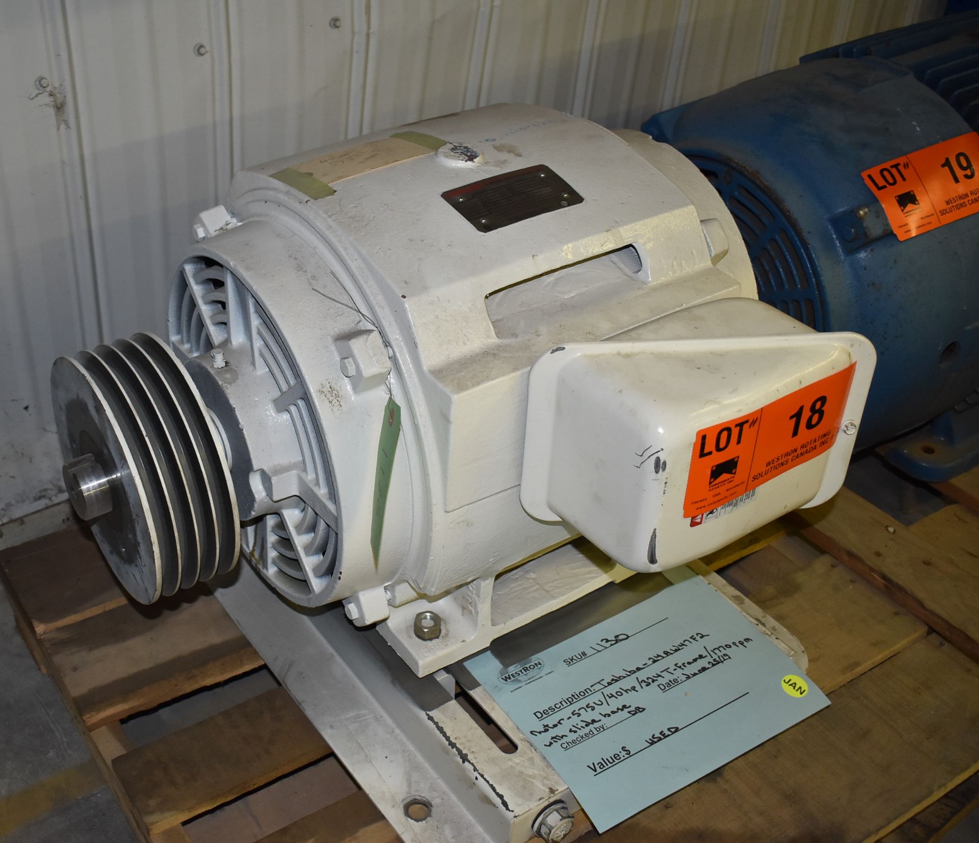 TOSHIBA 40 HP ELECTRIC MOTOR WITH 1170 RPM, 575V, 3 PHASE, 60 HZ (CI) [SKU 1130] [RIGGING FEE FOR - Image 2 of 3