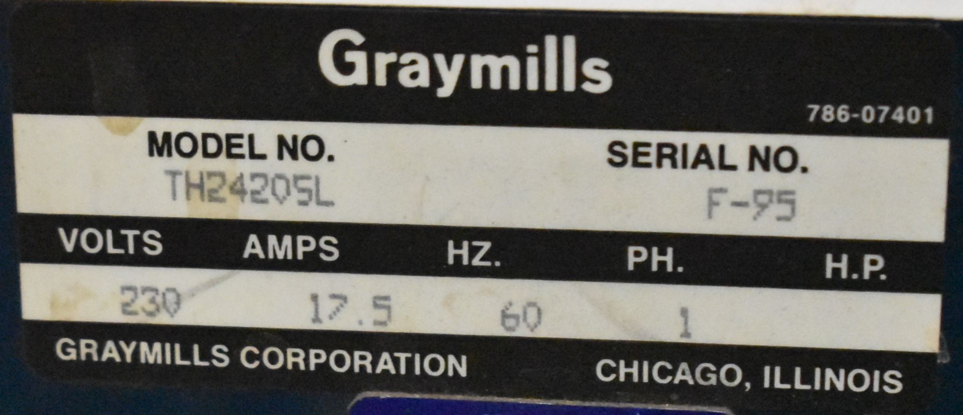 GRAYMILLS TH24205L PART WASHING MACHINE, S/N: F-95 (CI) [RIGGING FEES FOR LOT #91 - $100 CAD PLUS - Image 4 of 4