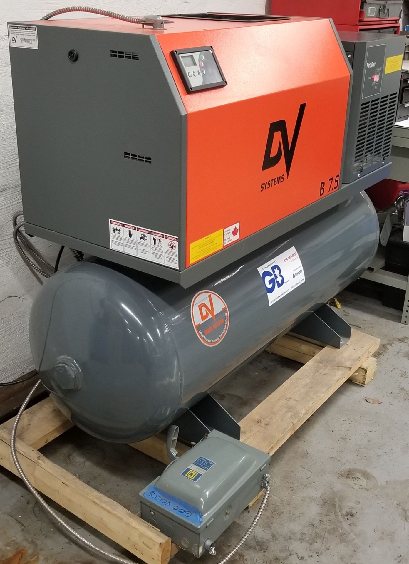 DV SYSTEMS (2020) B7.5 TANK-MOUNTED ROTARY SCREW AIR COMPRESSOR WITH 7.5 HP, 145 MAX. PSI, 27 - Image 2 of 7