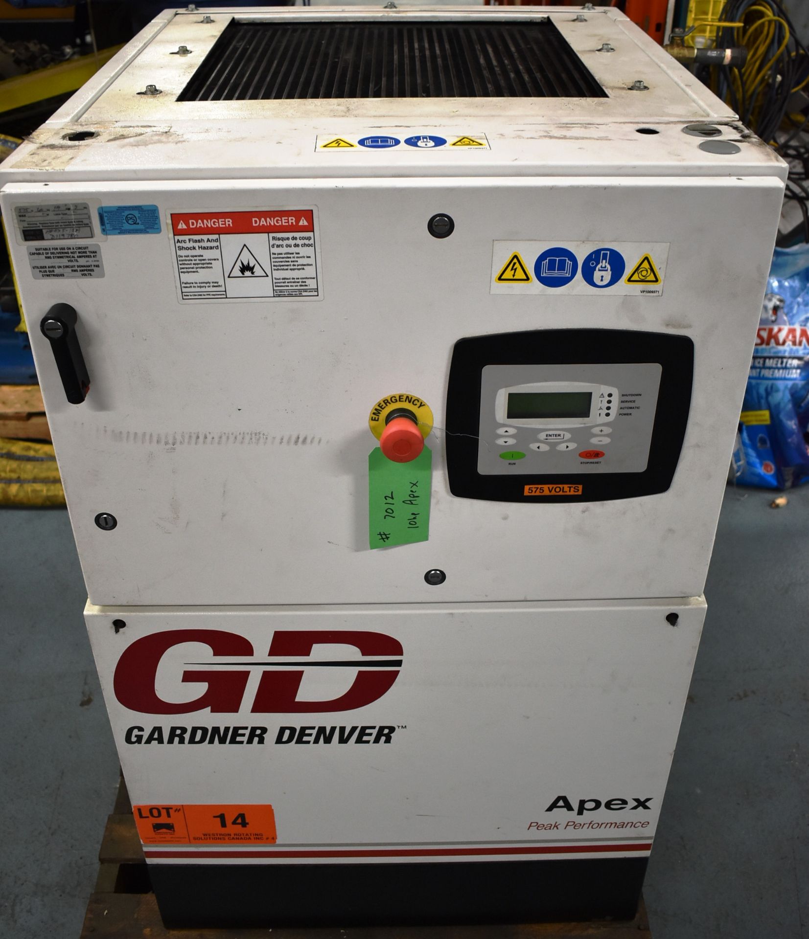 GARDNER DENVER APEX5-15A ROTARY SCREW AIR COMPRESSOR WITH 15 HP, 123 PSI, S/N: D119780 (CI) [RIGGING - Image 3 of 5