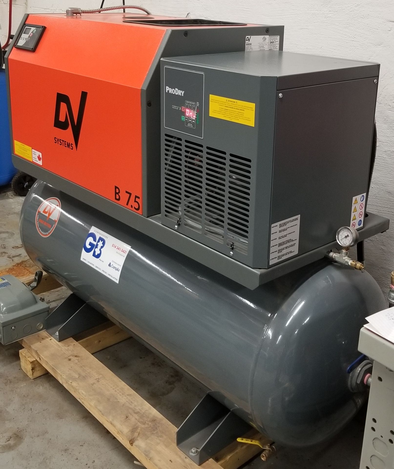 DV SYSTEMS (2020) B7.5 TANK-MOUNTED ROTARY SCREW AIR COMPRESSOR WITH 7.5 HP, 145 MAX. PSI, 27 - Image 3 of 7
