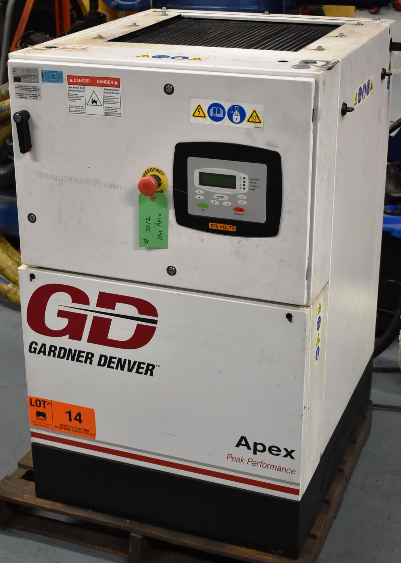 GARDNER DENVER APEX5-15A ROTARY SCREW AIR COMPRESSOR WITH 15 HP, 123 PSI, S/N: D119780 (CI) [RIGGING