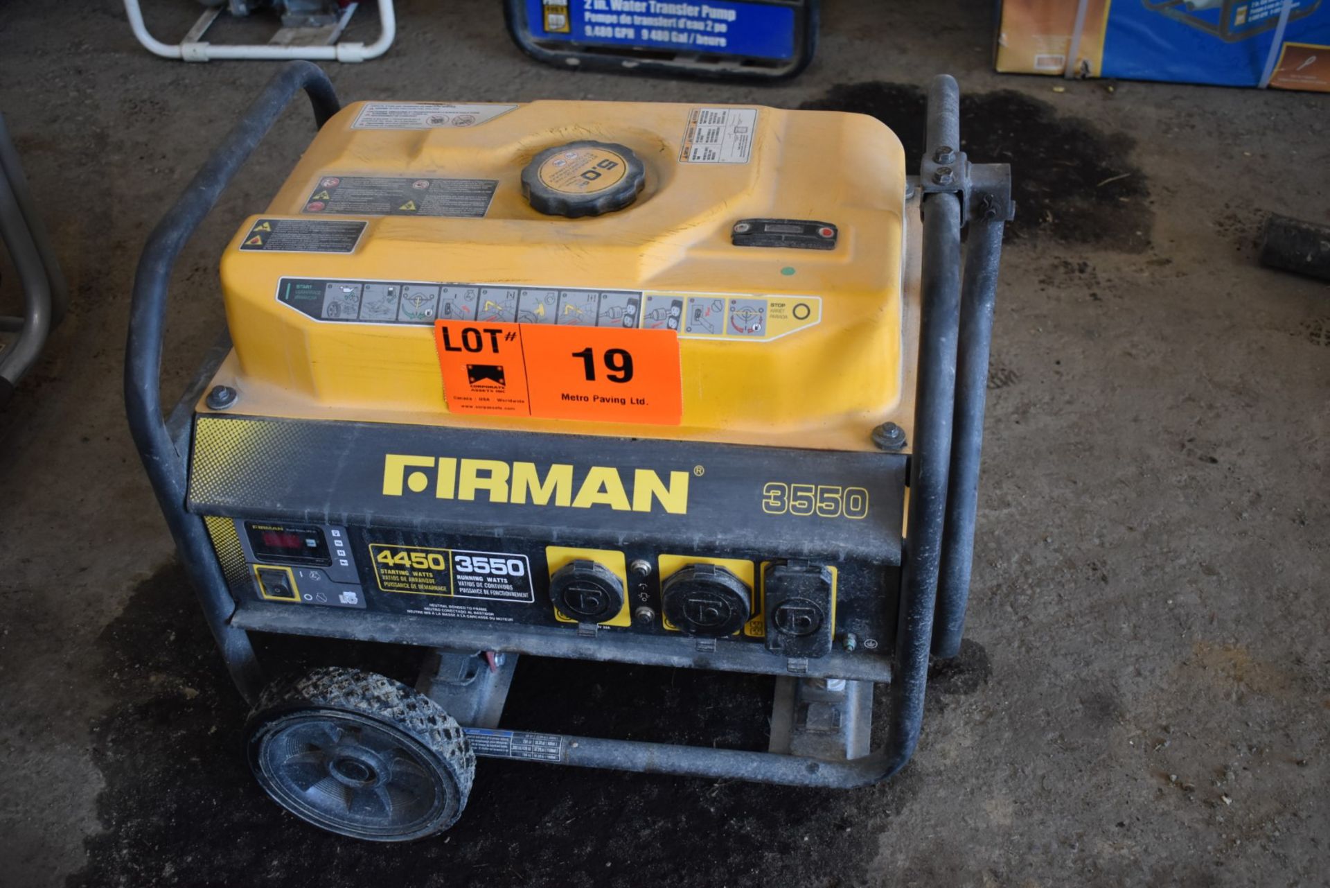 FIRMAN (2019) 3550 3,500W GAS POWERED GENERATOR WITH 120V/1PH/60HZ, S/N: 4902210352