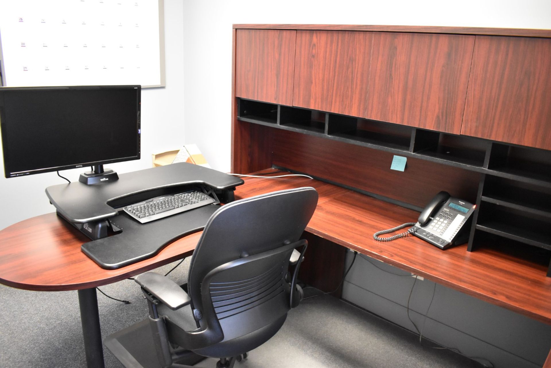 LOT/ CONTENTS OF OFFICE CONSISTING OF U-SHAPED DESK, VARIDESK HEIGHT ADJUSTMENT, (2) CHAIRS, (2) - Image 3 of 3