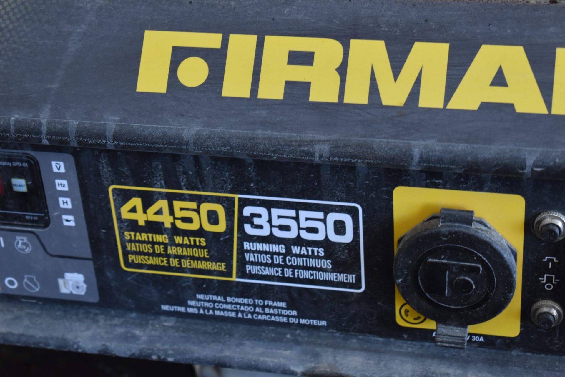 FIRMAN (2019) 3550 3,500W GAS POWERED GENERATOR WITH 120V/1PH/60HZ, S/N: 4902210352 - Image 2 of 4