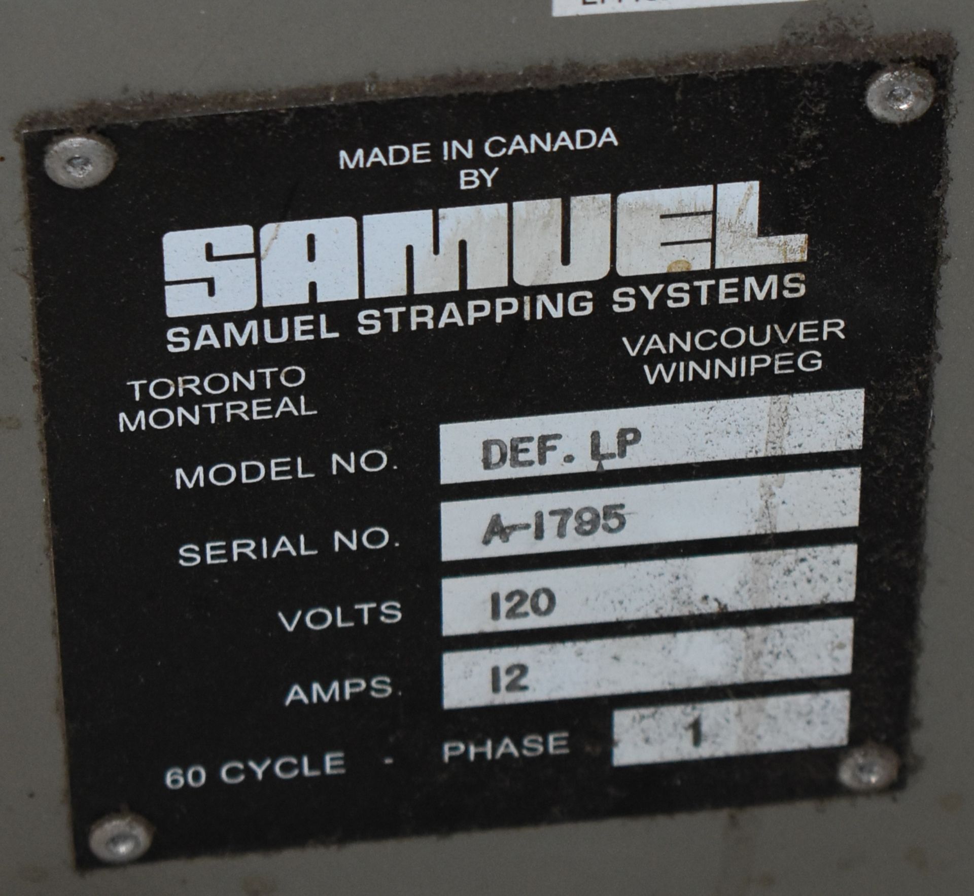 SAMUEL (2012) DEFENDER EZ-LOAD ROTARY PALLET WRAPPER WITH 60" DIA. ROTARY TABLE, SPEEDS TO 100 - Image 7 of 7