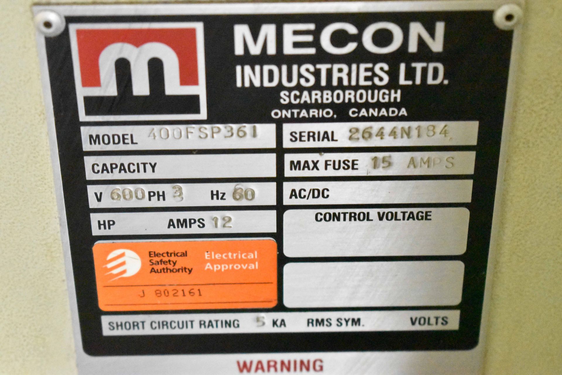 MECON 36X.166 COMBINATION SERVO STRAIGHTENER/FEEDER WITH 36"W X 0.166" CAPACITY, (7) ROLL - Image 5 of 5