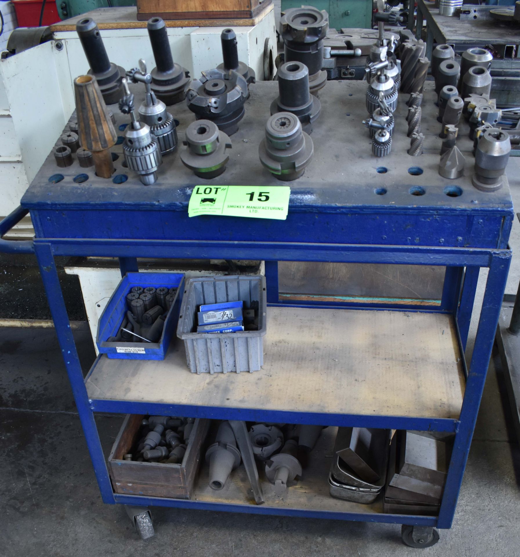 LOT/ MILL TOOLING, SPRING COLLETS, R8 COLLETS AND CART