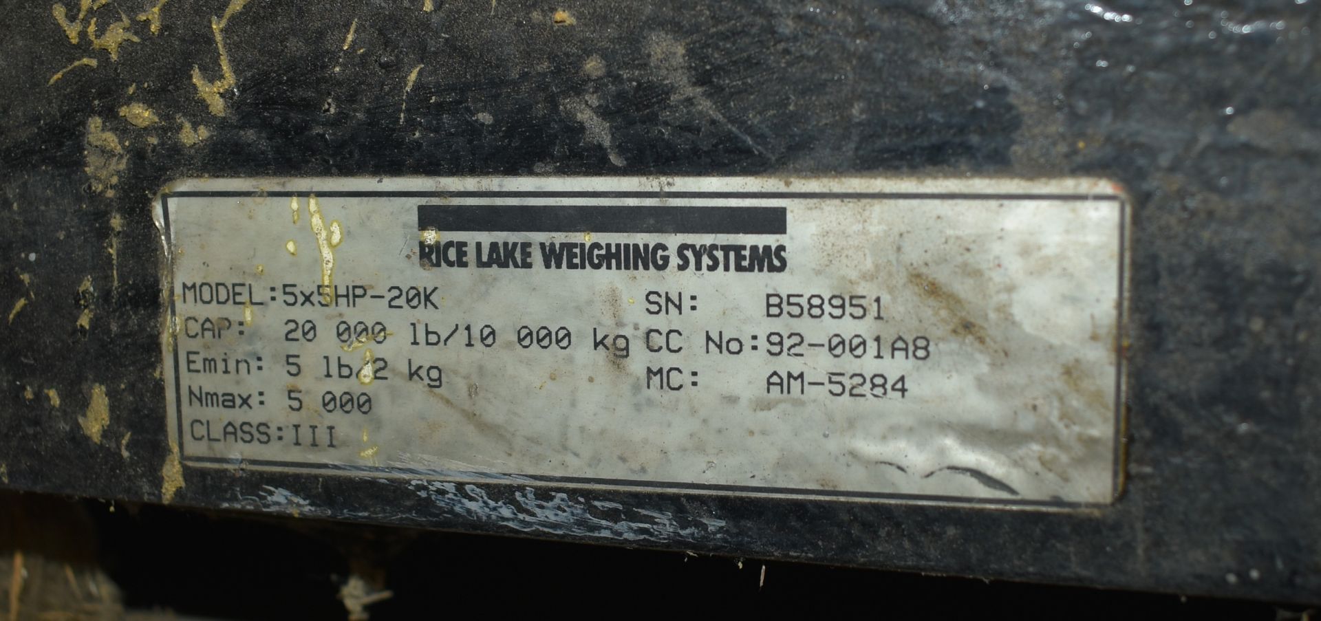RICE LAKE ROUGHDECK PLATFORM SCALE WITH 20,000 LB. CAPACITY, SETRA SUPER II BENCH TYPE SCALE/DRO ( - Image 5 of 5