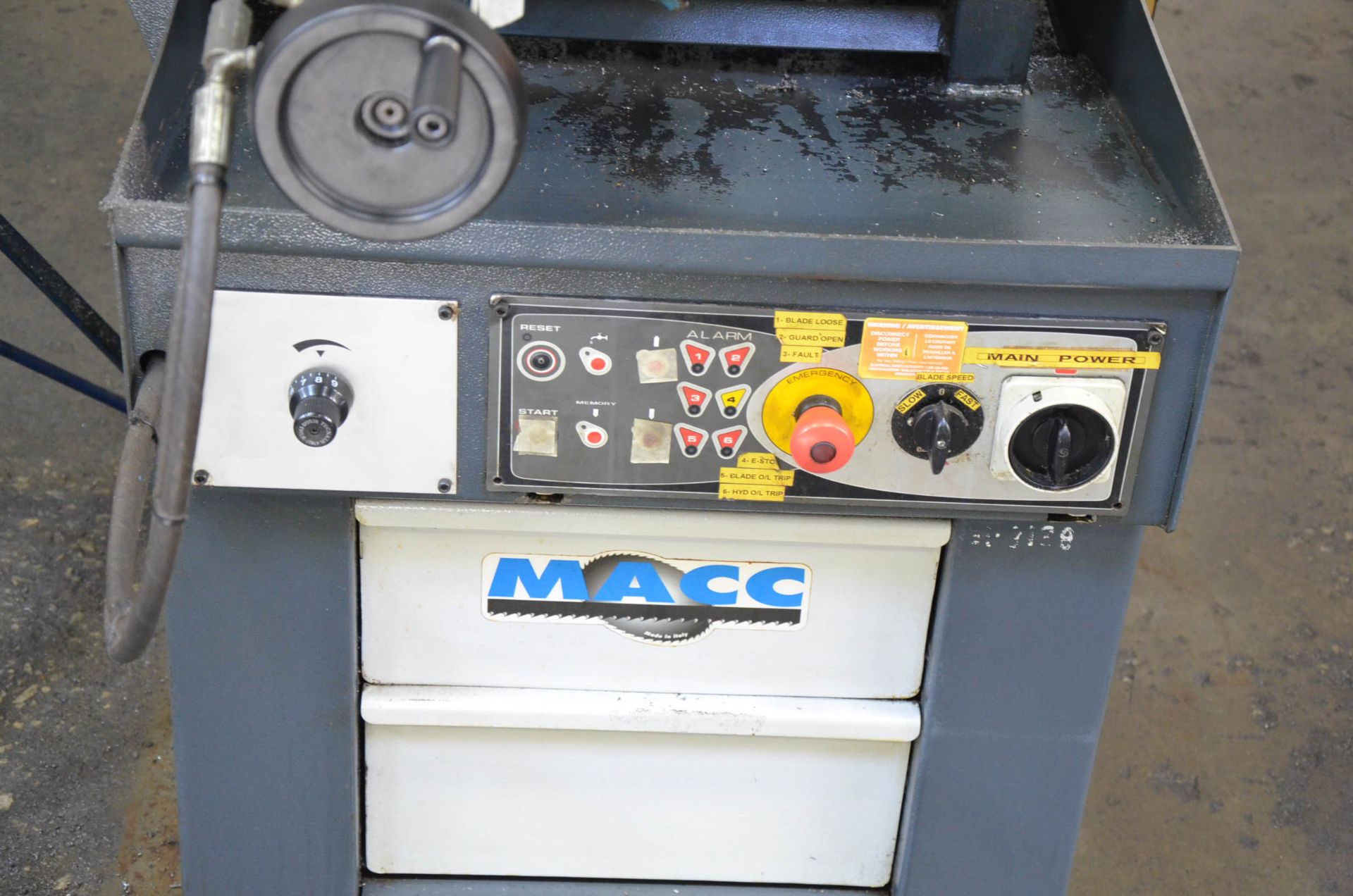 MACC (2008) SPECIAL 400 SI 16" METAL CUTTING HORIZONTAL BAND SAW WITH MITER CAPABILITY, COOLANT, - Image 4 of 6