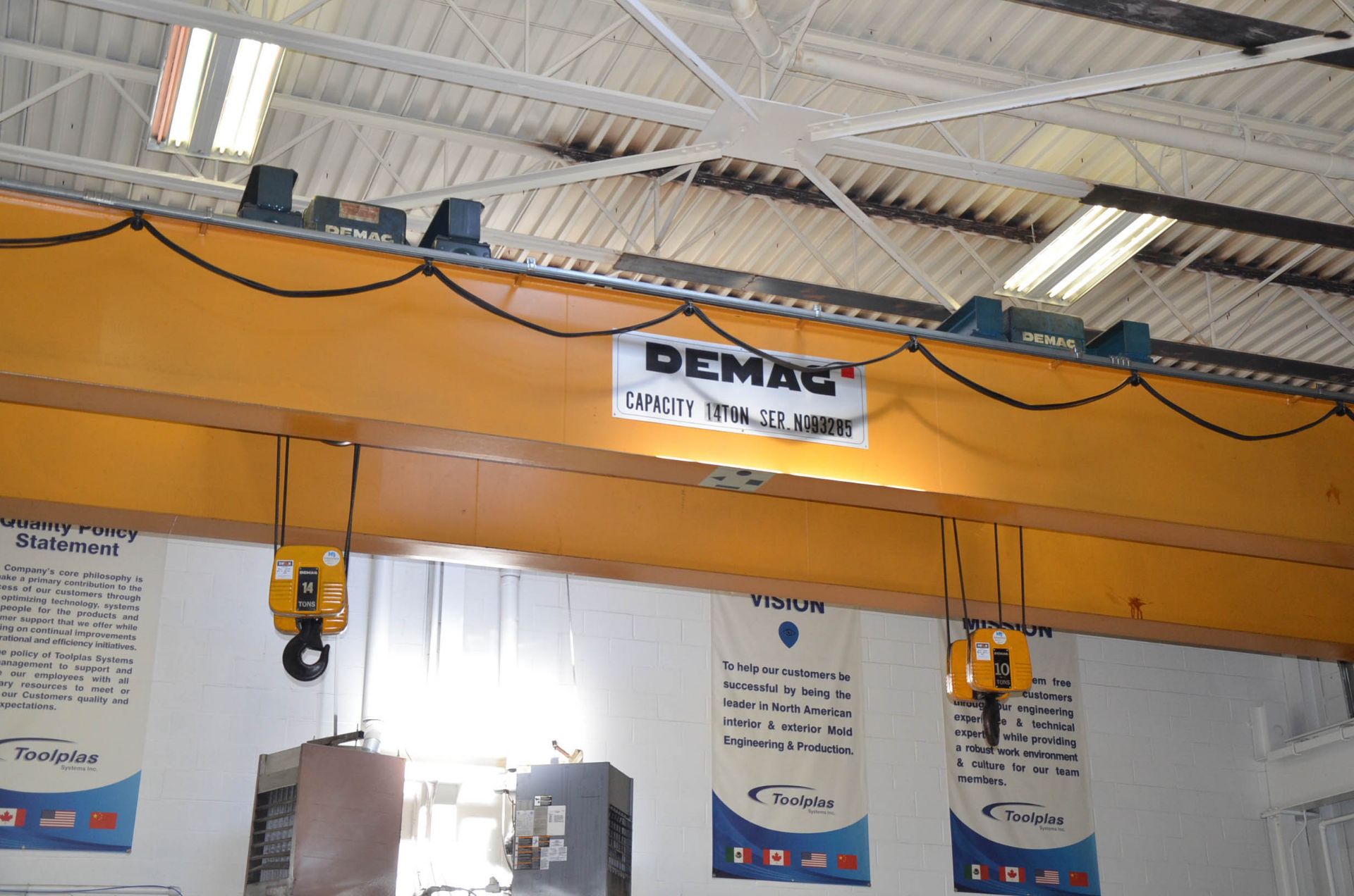 DEMAG 14TON CAPACITY DOUBLE GIRDER TOP-RUNNING OVERHEAD BRIDGE CRANE WITH APPROX. 47' SPAN, 20' - Image 2 of 6