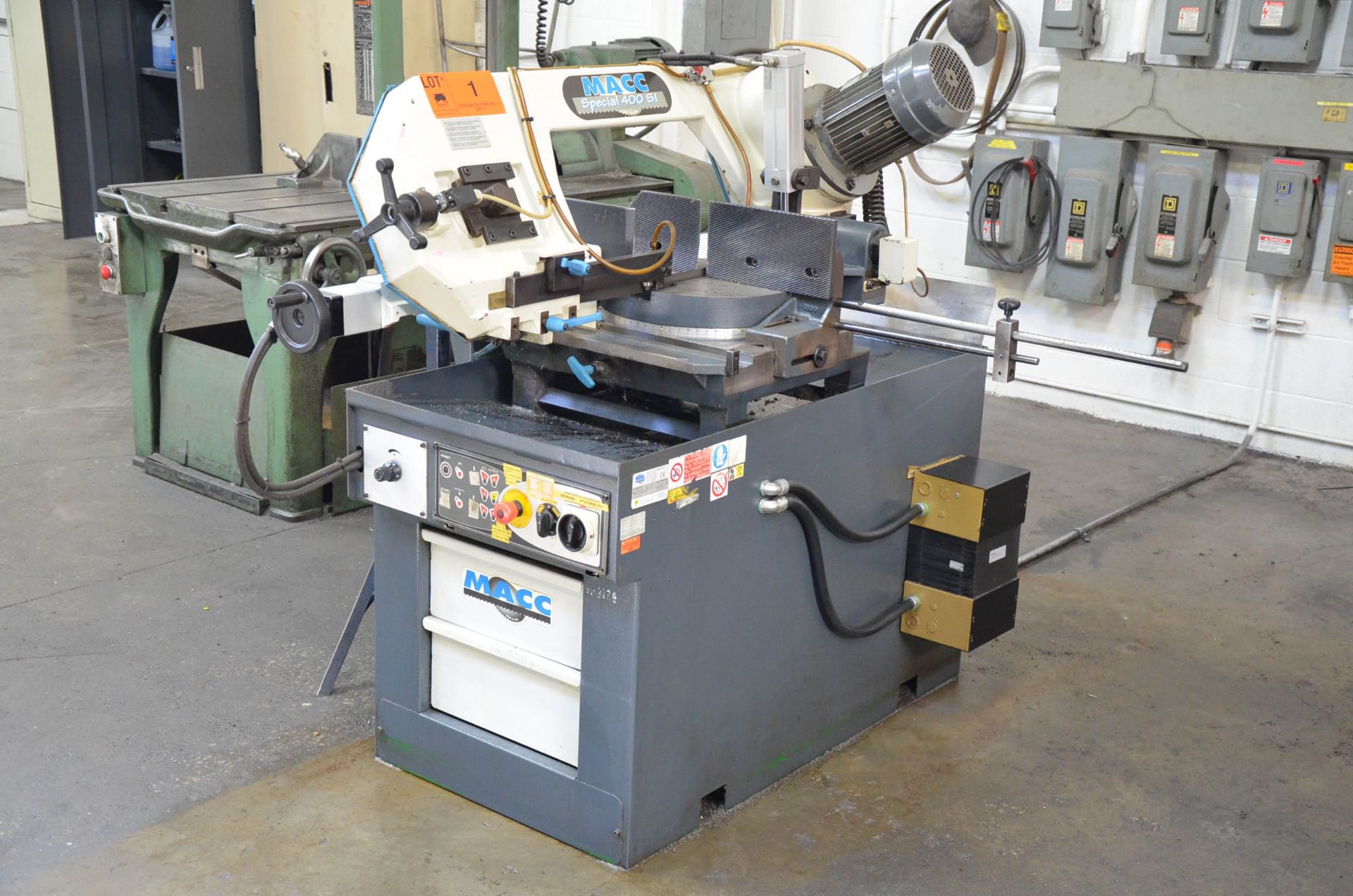 MACC (2008) SPECIAL 400 SI 16" METAL CUTTING HORIZONTAL BAND SAW WITH MITER CAPABILITY, COOLANT, - Image 2 of 6