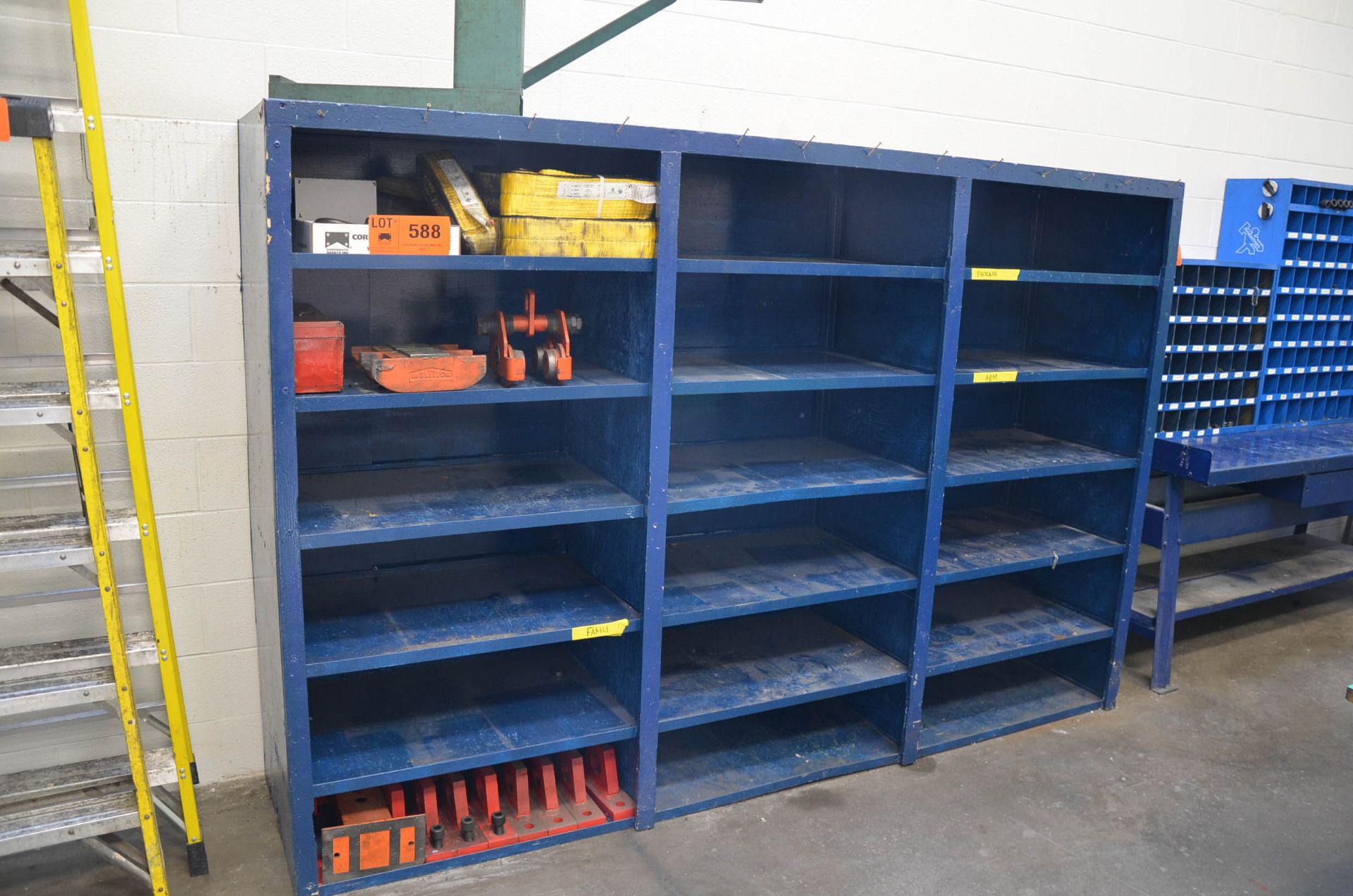 LOT/ RIGGING, MACHINERY DOLLIES AND SUPPLIES WITH CABINET