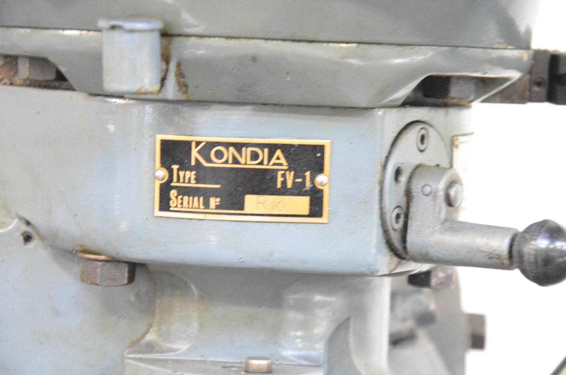 KONDIA POWERMILL TYPE FV-1 VERTICAL TURRET MILLING MACHINE WITH 9"X42" TABLE, SPEEDS TO 4,000RPM, - Image 3 of 6