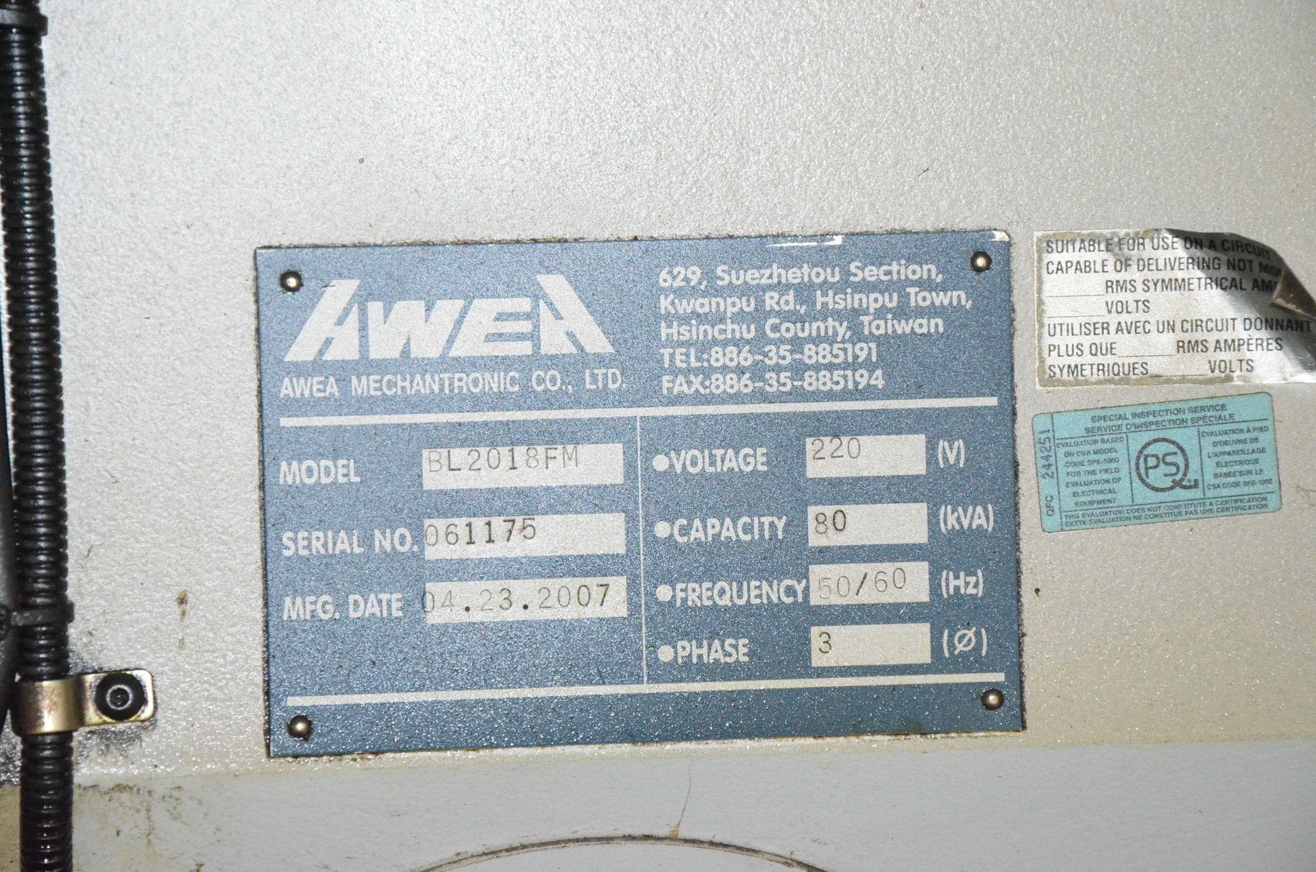 AWEA (2007) BL2018FM CNC HORIZONTAL BORING/MILLING MACHINE WITH FANUC SERIES 18I-MB CNC CONTROL, 6. - Image 10 of 13