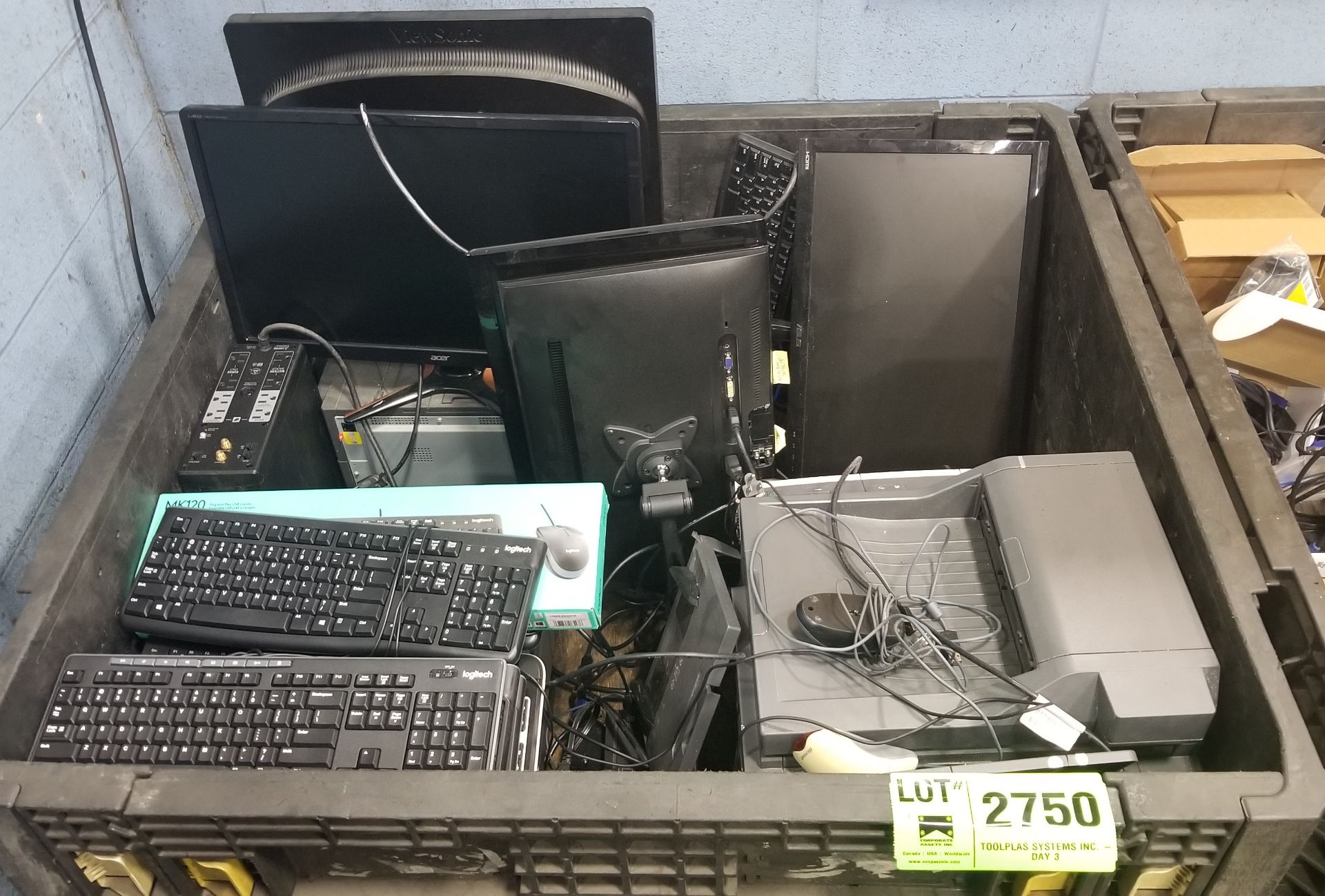 LOT/ I.T. EQUIPMENT WITH PLASTIC TOTE