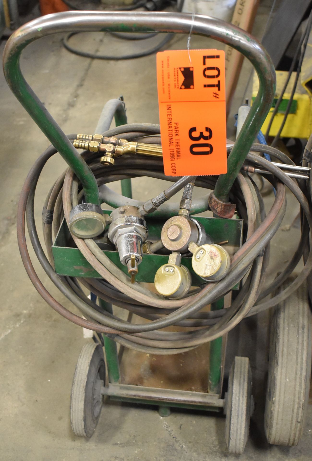 LOT/ OXY-ACETYLENE TANK CADDIES WITH TORCHES, GAUGES & HOSES (TANKS NOT INCLUDED) - Image 2 of 3