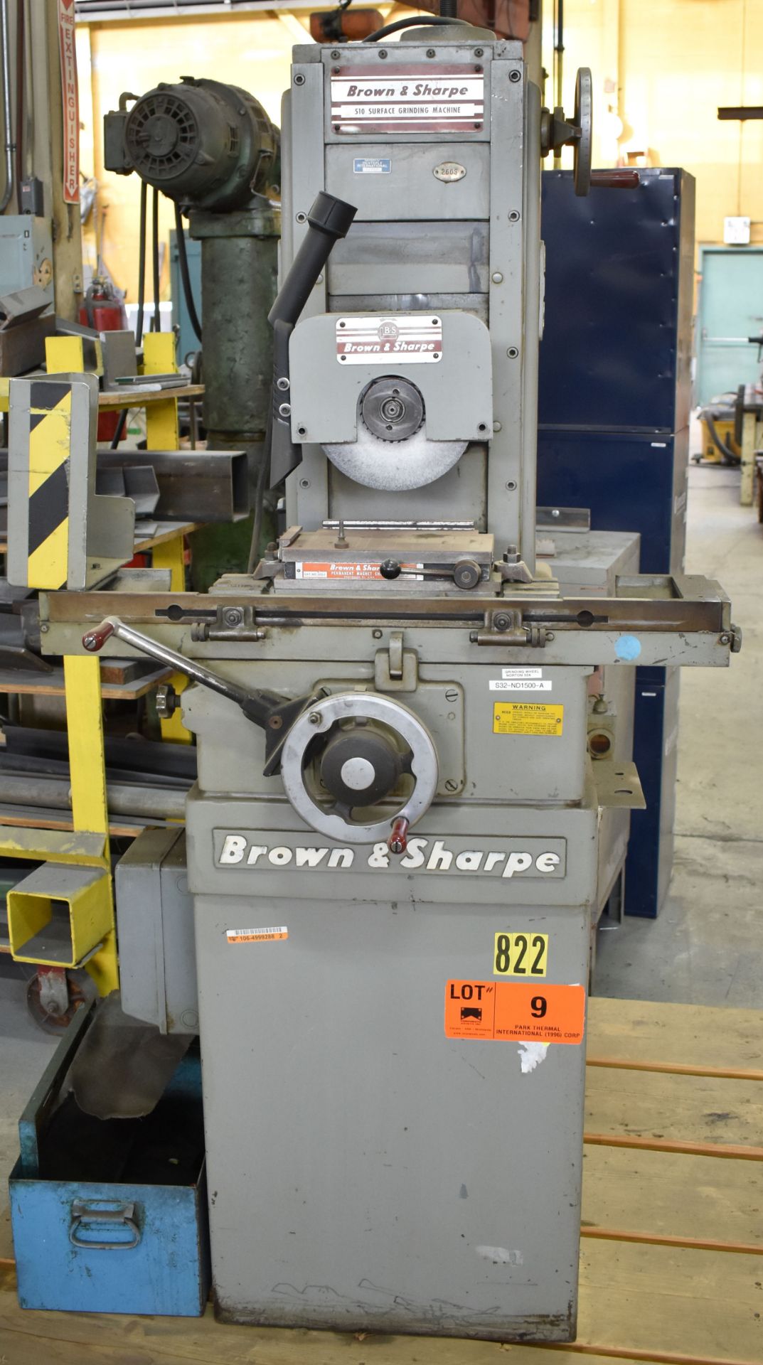 BROWN & SHARPE 510 MANUAL SURFACE GRINDER WITH 10"X5" MAGNETIC CHUCK, 7" WHEEL, S/N: 523-510-717 (