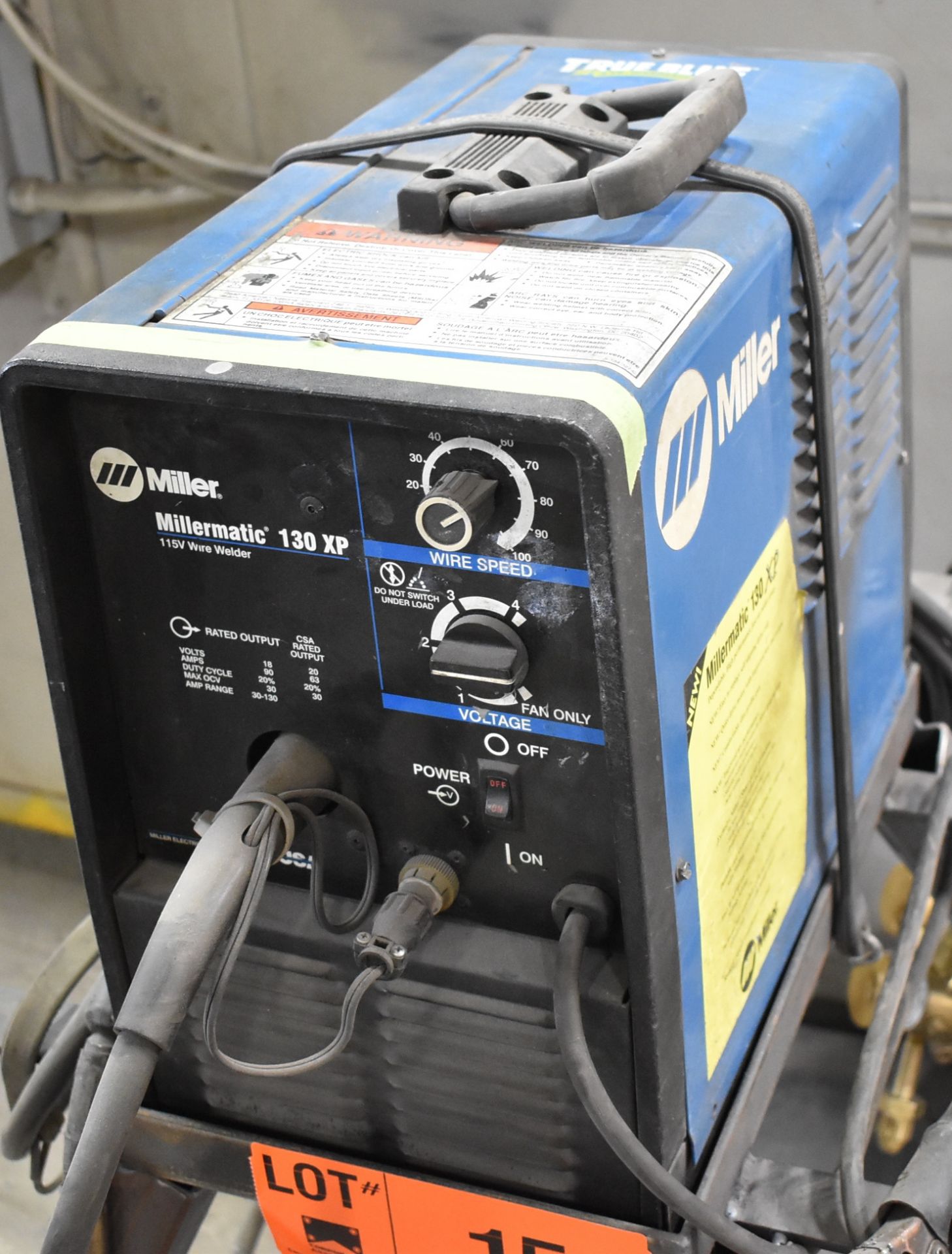 MILLER MILLERMATIC 130XP MIG WELDER WITH BUILT-IN WIRE FEEDER, CABLES & GUN, S/N: KH522720 - Image 2 of 5