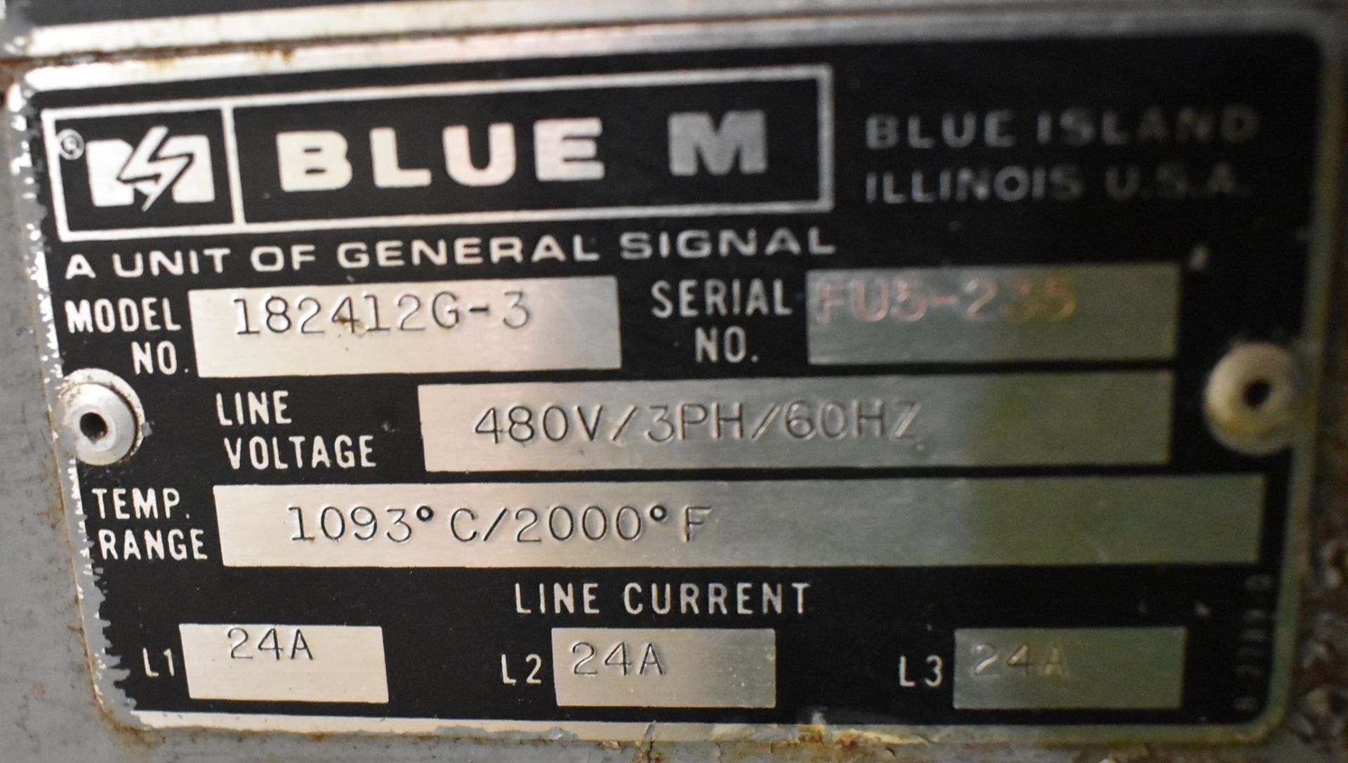 BLUE M 182412G-3 ELECTRIC BOX FURNACE WITH 2000 DEG. F. MAX. TEMPERATURE, 18"X12"X24"D INTERIOR - Image 4 of 4