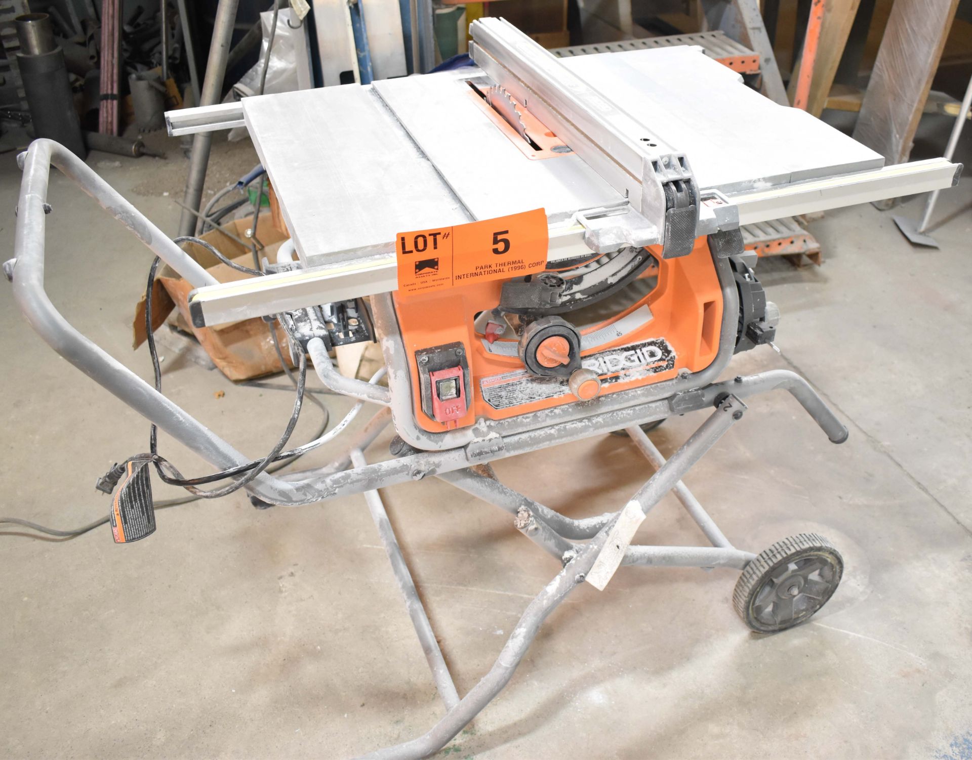 RIDGID 10" PORTABLE TABLE SAW, S/N: N/A