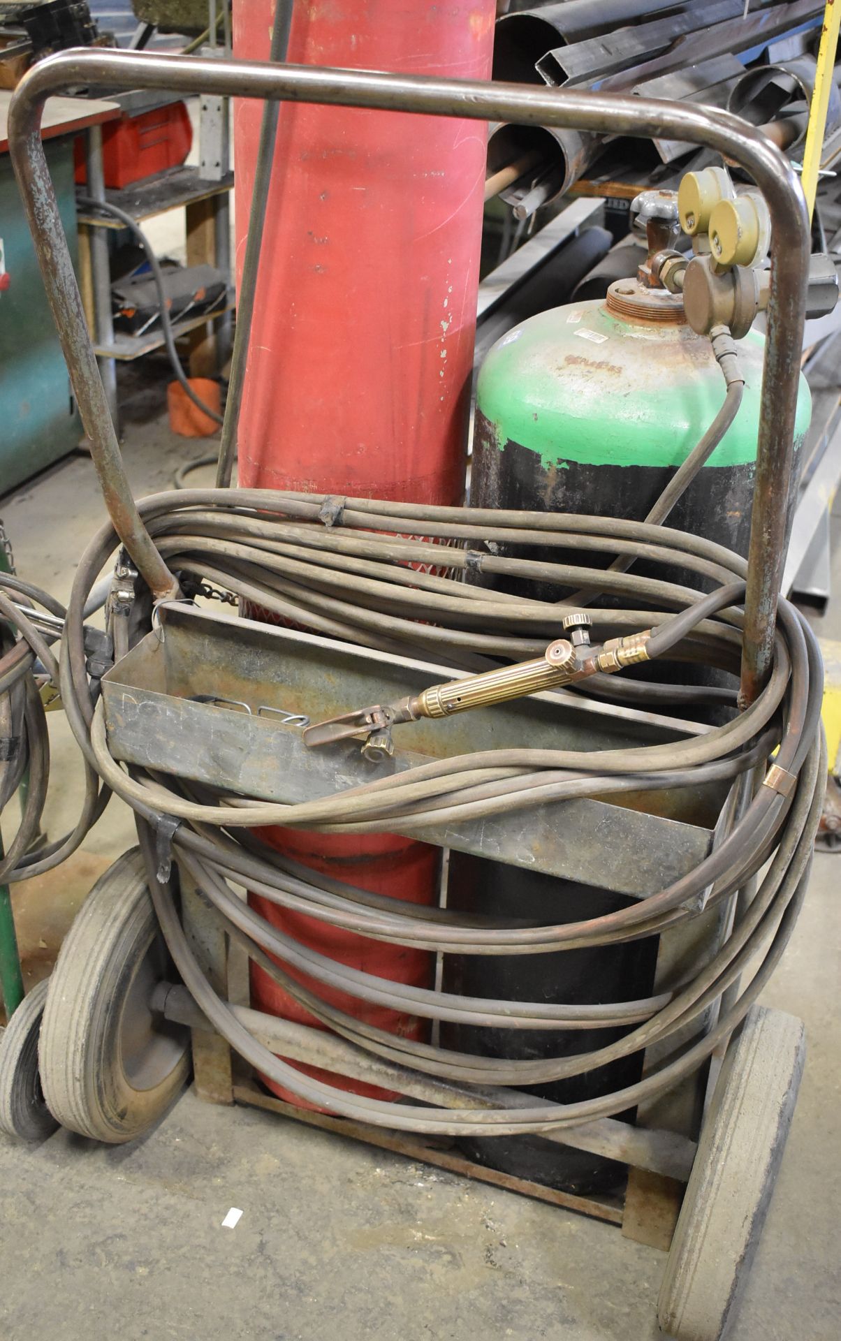 LOT/ OXY-ACETYLENE TANK CADDIES WITH TORCHES, GAUGES & HOSES (TANKS NOT INCLUDED) - Image 3 of 3