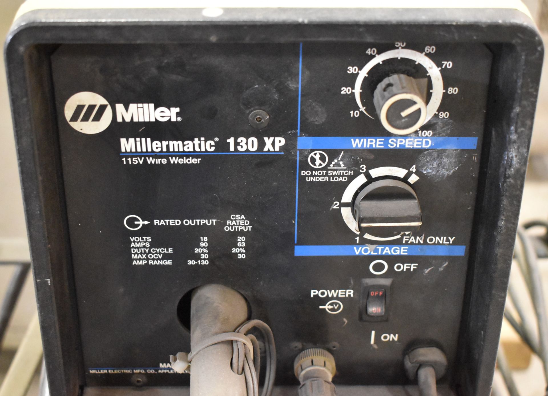 MILLER MILLERMATIC 130XP MIG WELDER WITH BUILT-IN WIRE FEEDER, CABLES & GUN, S/N: KH522720 - Image 4 of 5