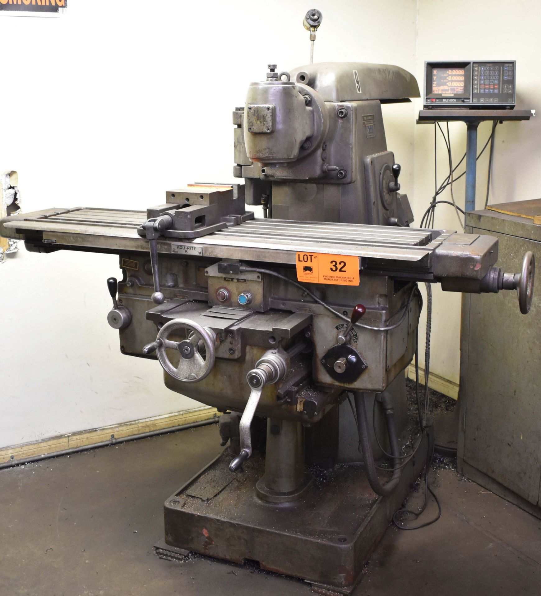 TOS FA3AH UNIVERSAL MILLING MACHINE WITH 54"X12" TABLE, SPEEDS TO 2000 RPM, ACU-RITE 5 SCALES,