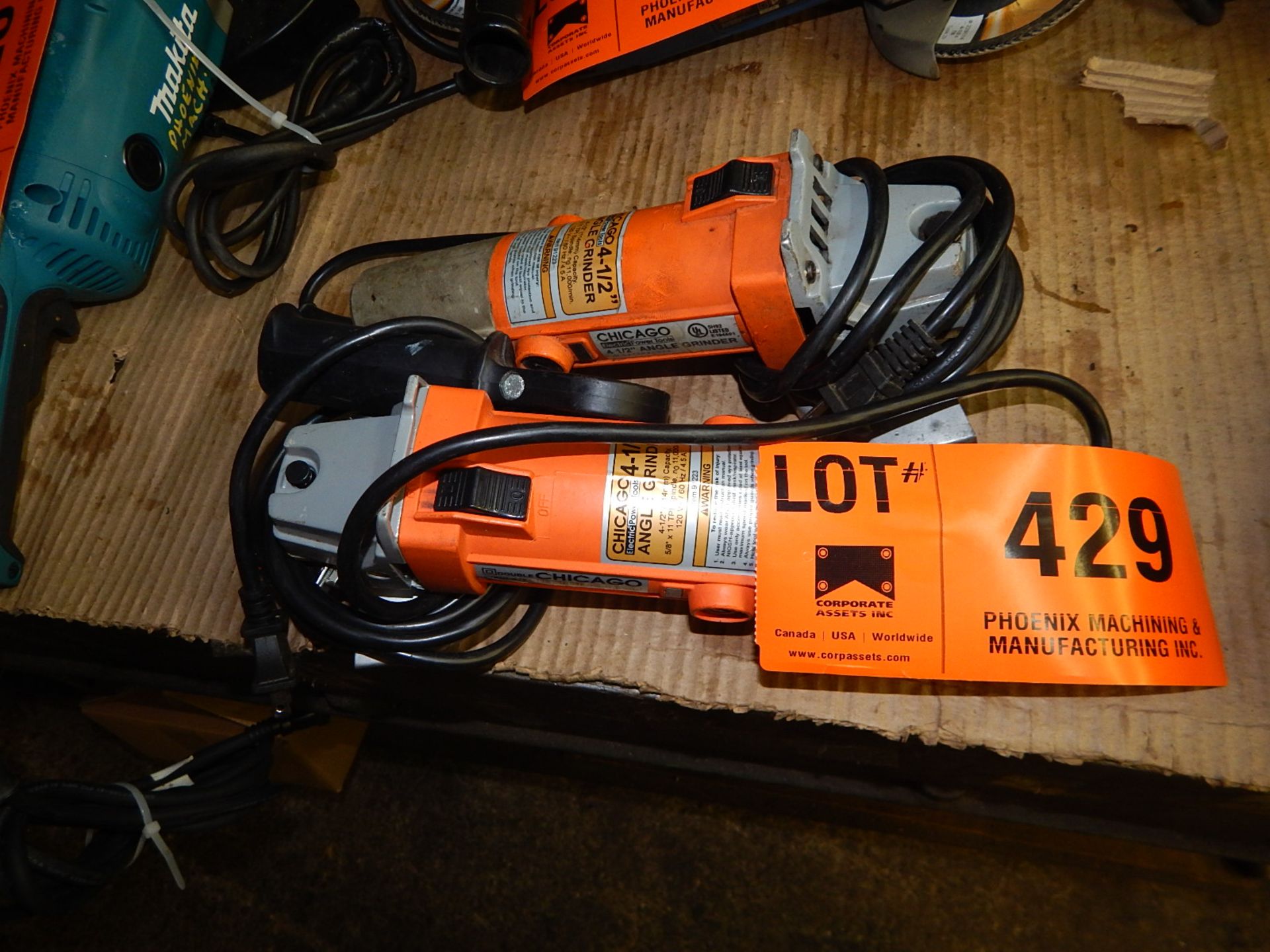 LOT/ (2) CHICAGO ELECTRIC ANGLE GRINDERS