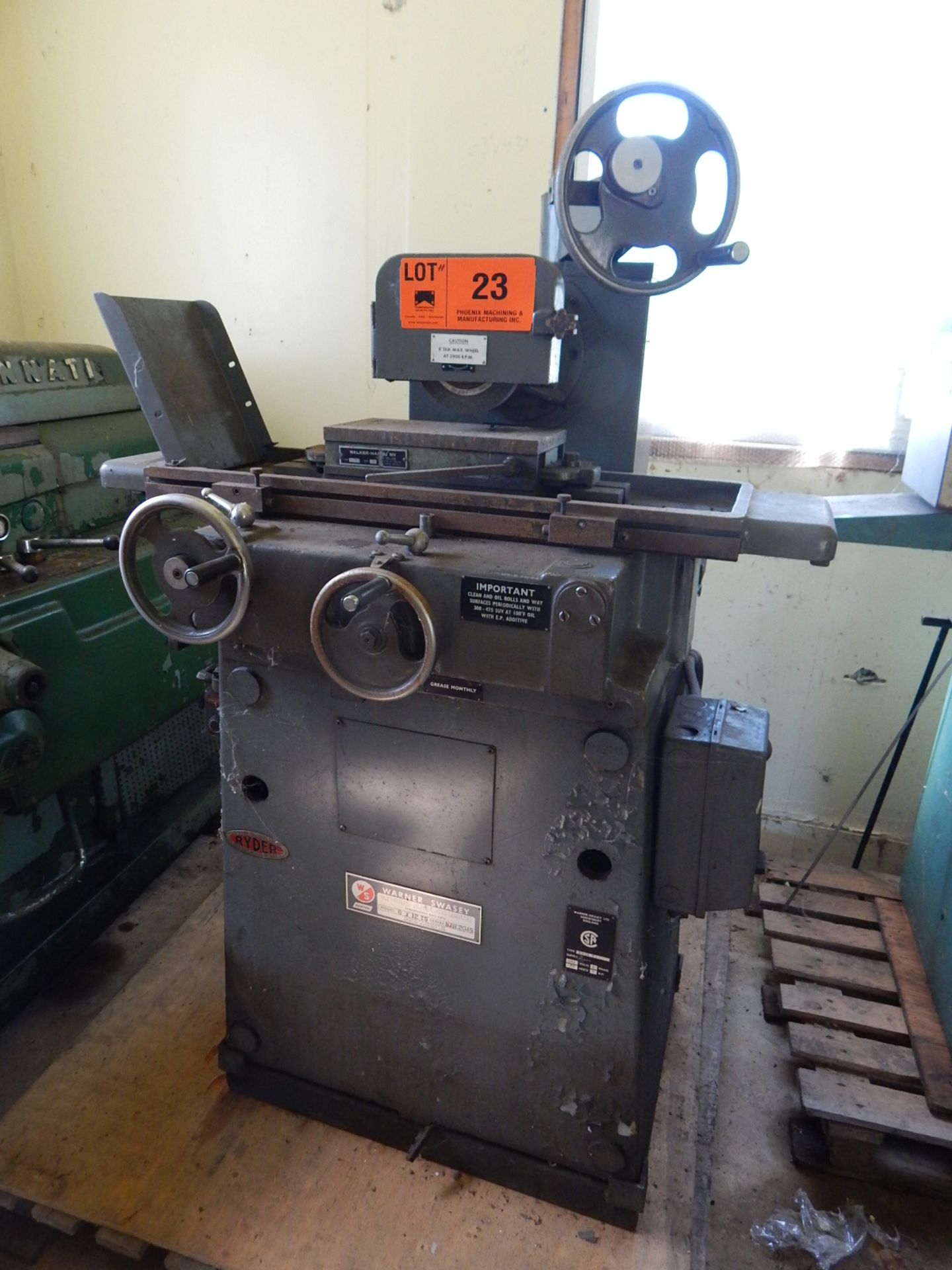 WARNER SWASEY 6X12TS MANUAL SURFACE GRINDER WITH 6"X12" MAGNETIC CHUCK, S/N: NAH2945 (CI)