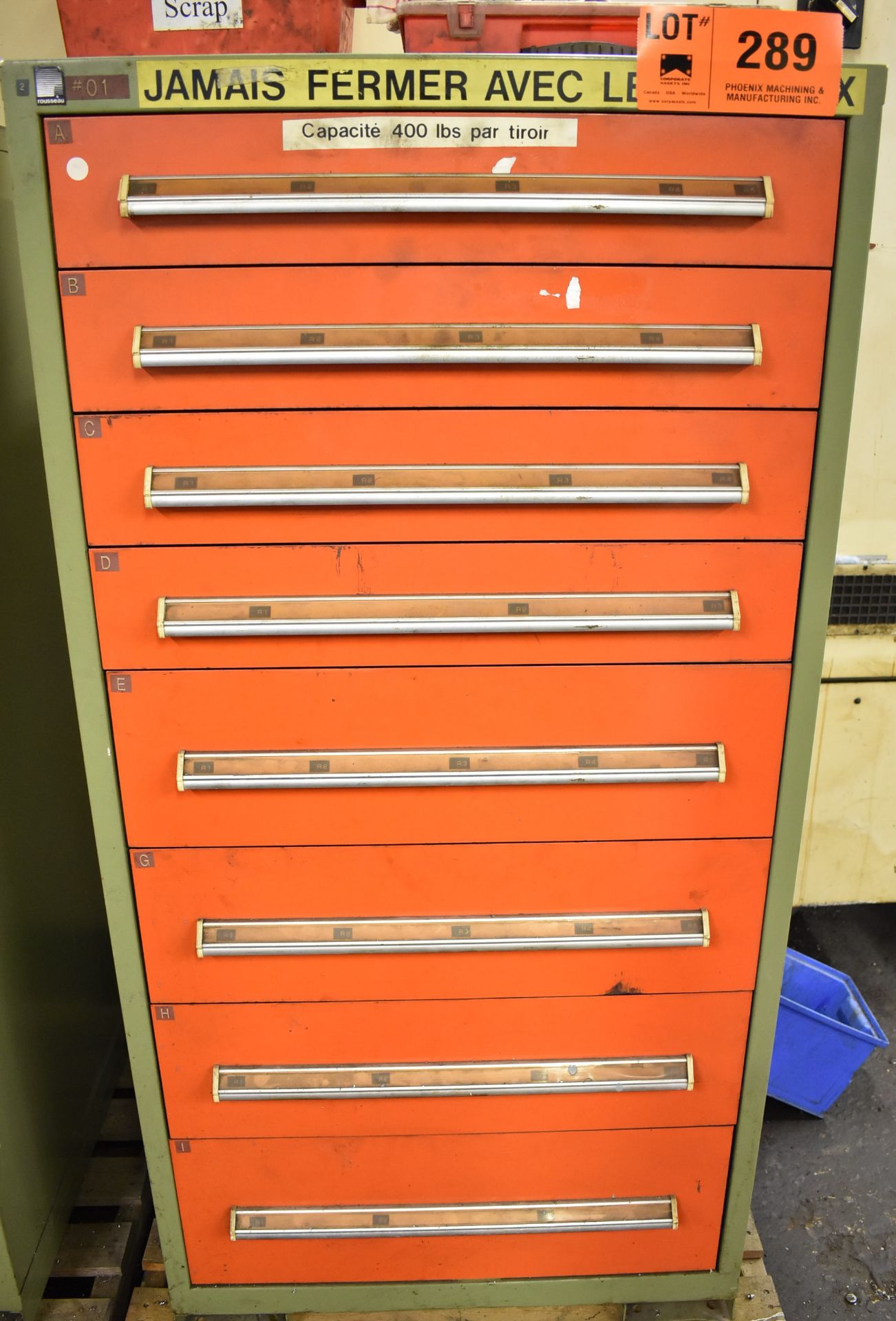 LOT/ ROUSSEAU 9 DRAWER TOOL CABINET WITH CONTENTS - THREAD PLUG GAUGES - Image 2 of 10