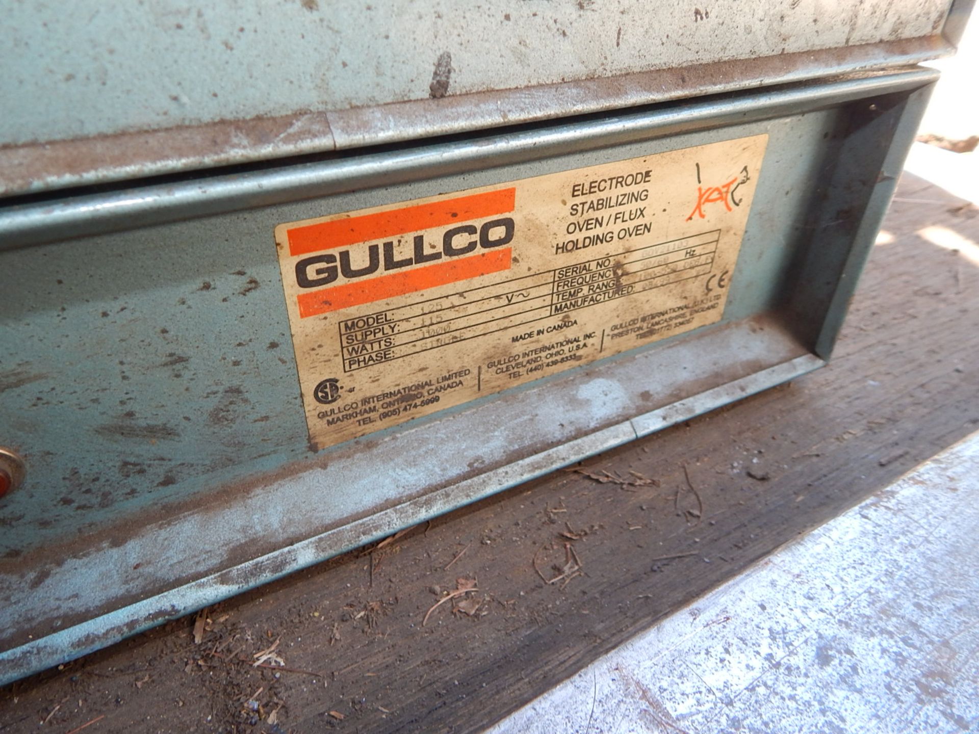 GULLCO MODEL 125 ELECTRODE STABILIZING OVEN WITH 550 DEG. F. MAX. TEMPERATURE, S/N: G0V21103 - Image 2 of 2