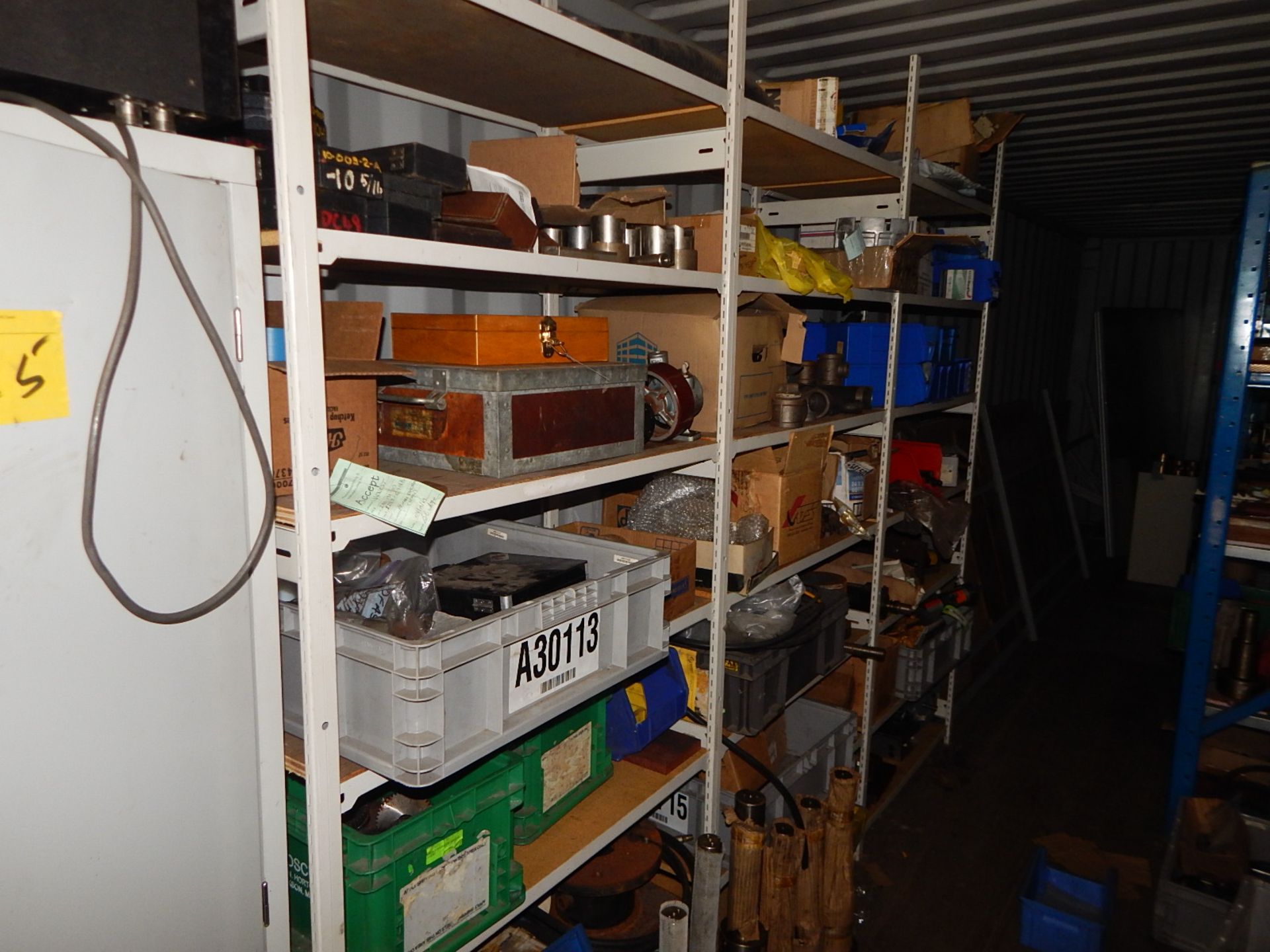 LOT/ CONTENTS OF CONTAINER - INCLUDING HIGHBOY CABINETS WITH SPARE PARTS AND COMPONENTS; SHELVES AND - Image 3 of 8