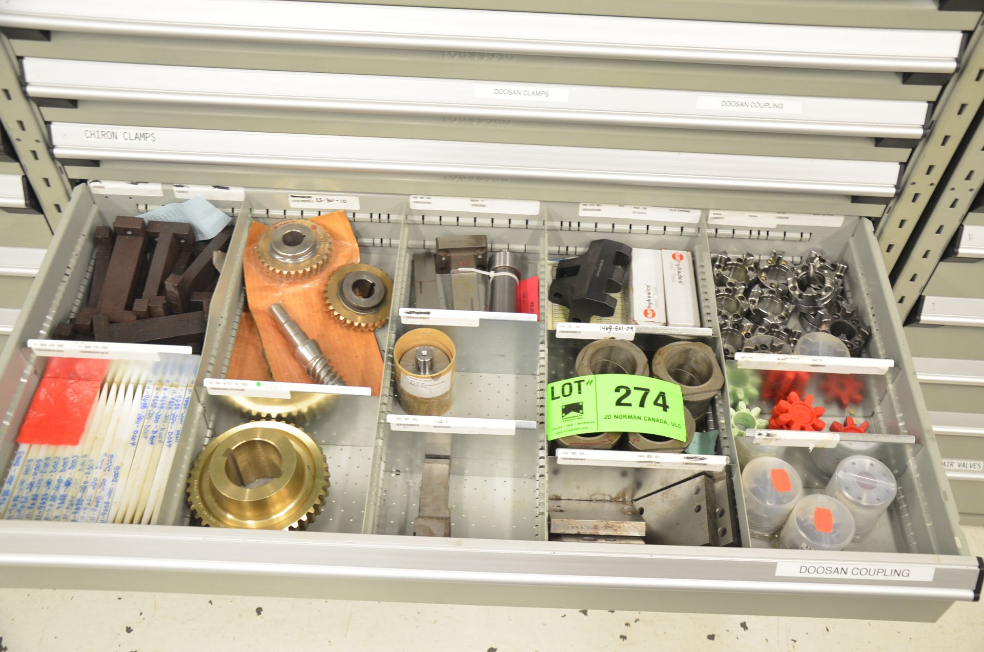 LOT/ CONTENTS OF 9-DRAWER PARTS CABINET - PRODUCTION LINE PARTS, SPARES, CAMS, HARDWARE AND - Image 6 of 10