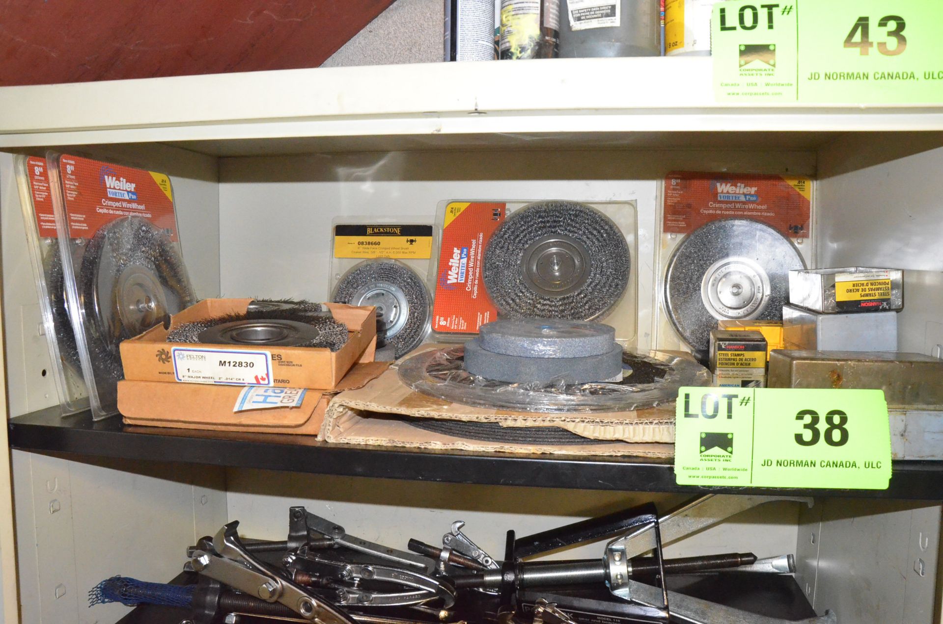 LOT/ CONTENTS OF SHELF - ABRASIVE AND WIRE WHEELS