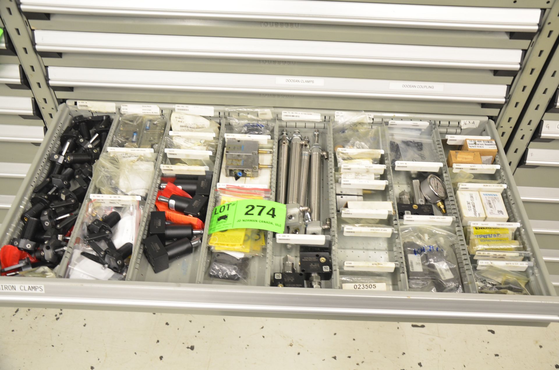 LOT/ CONTENTS OF 9-DRAWER PARTS CABINET - PRODUCTION LINE PARTS, SPARES, CAMS, HARDWARE AND - Image 5 of 10
