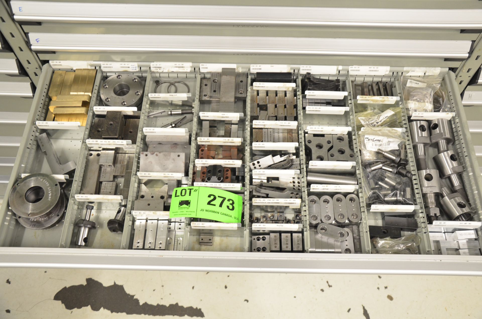 LOT/ CONTENTS OF 9-DRAWER PARTS CABINET - PRODUCTION LINE PARTS, SPARES, CAMS, HARDWARE AND - Image 4 of 9