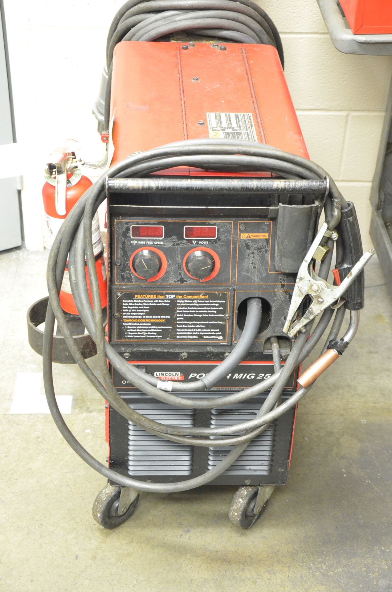 LINCOLN ELECTRIC POWERMIG 255 DIGITAL PORTABLE MIG WELDER WITH CABLES AND GUN, (ARGON TANK NOT - Image 2 of 2
